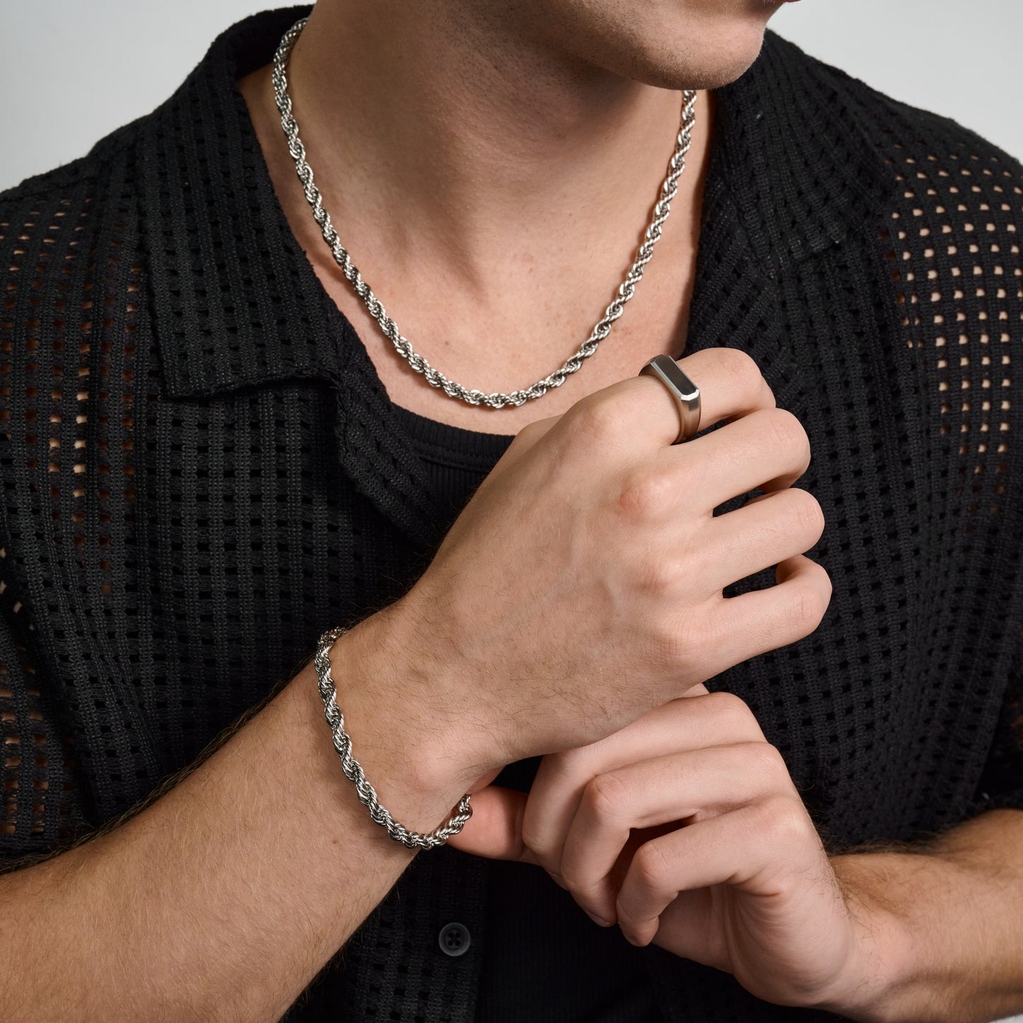 Rectangle Matte Signet Ring - Men Ring - The Steel Shop