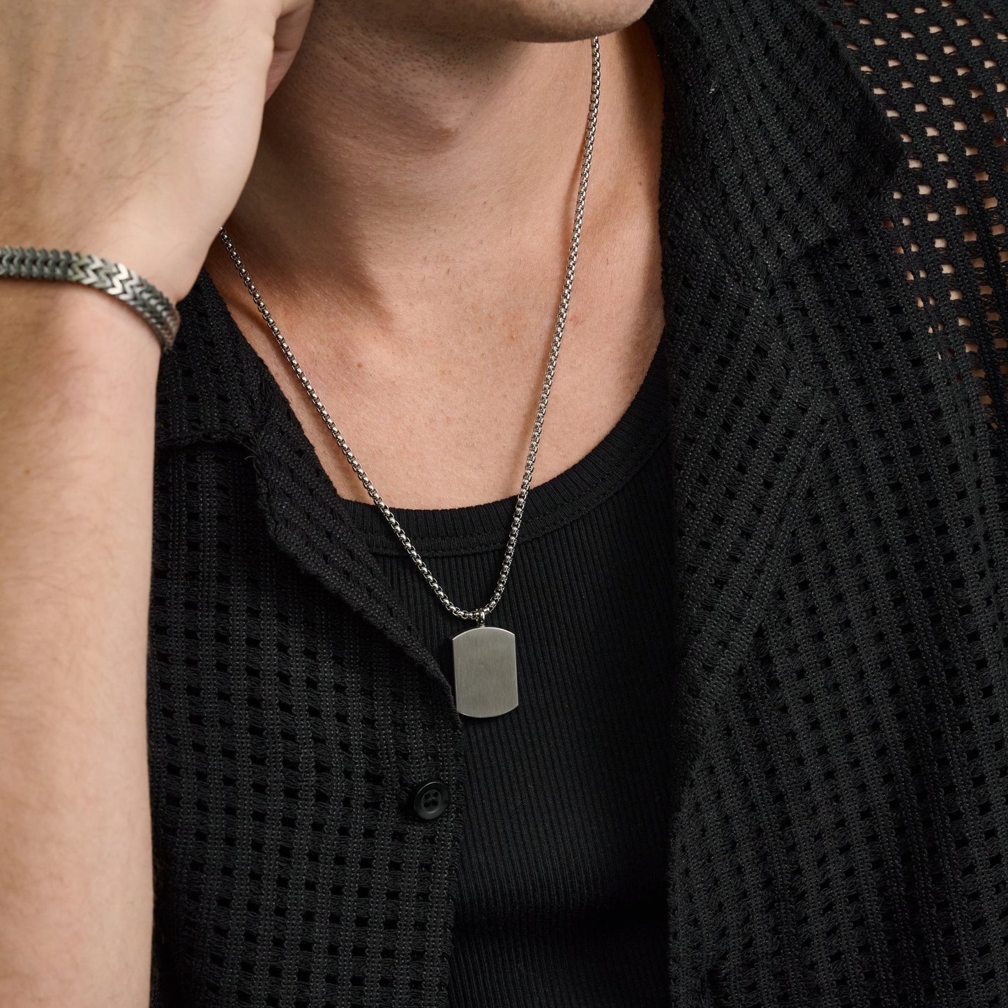 Matte Urn Dog Tag - Men Pendant - The Steel Shop