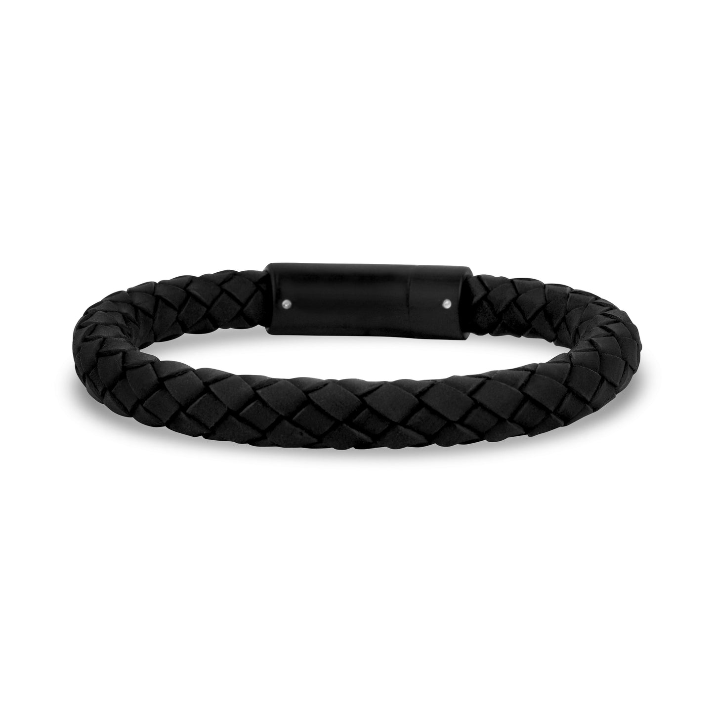Black Leather Bracelet | 8MM - Mens Steel Leather Bracelets - The Steel Shop