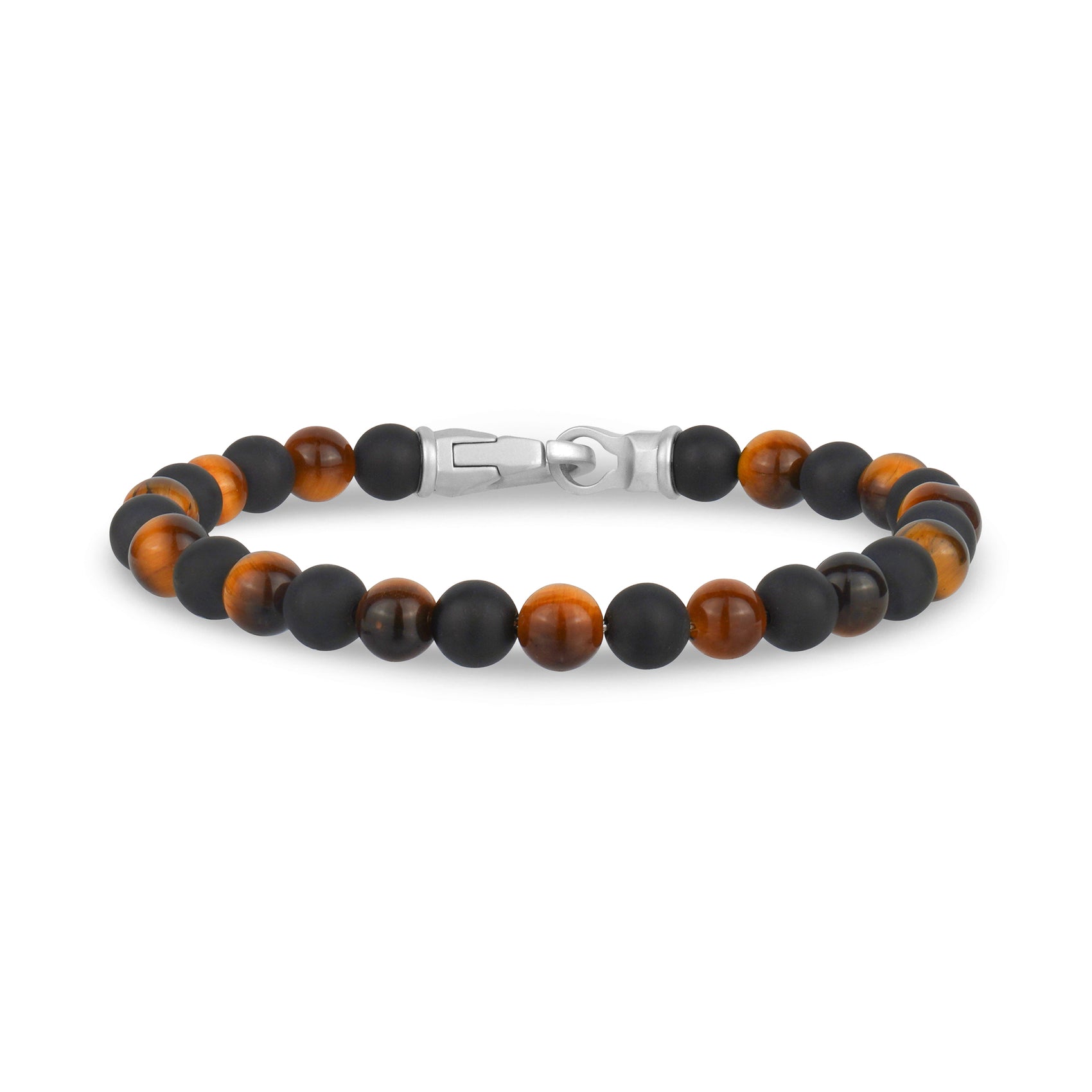 6mm Steel Clasp Black Brown Bead Bracelet
