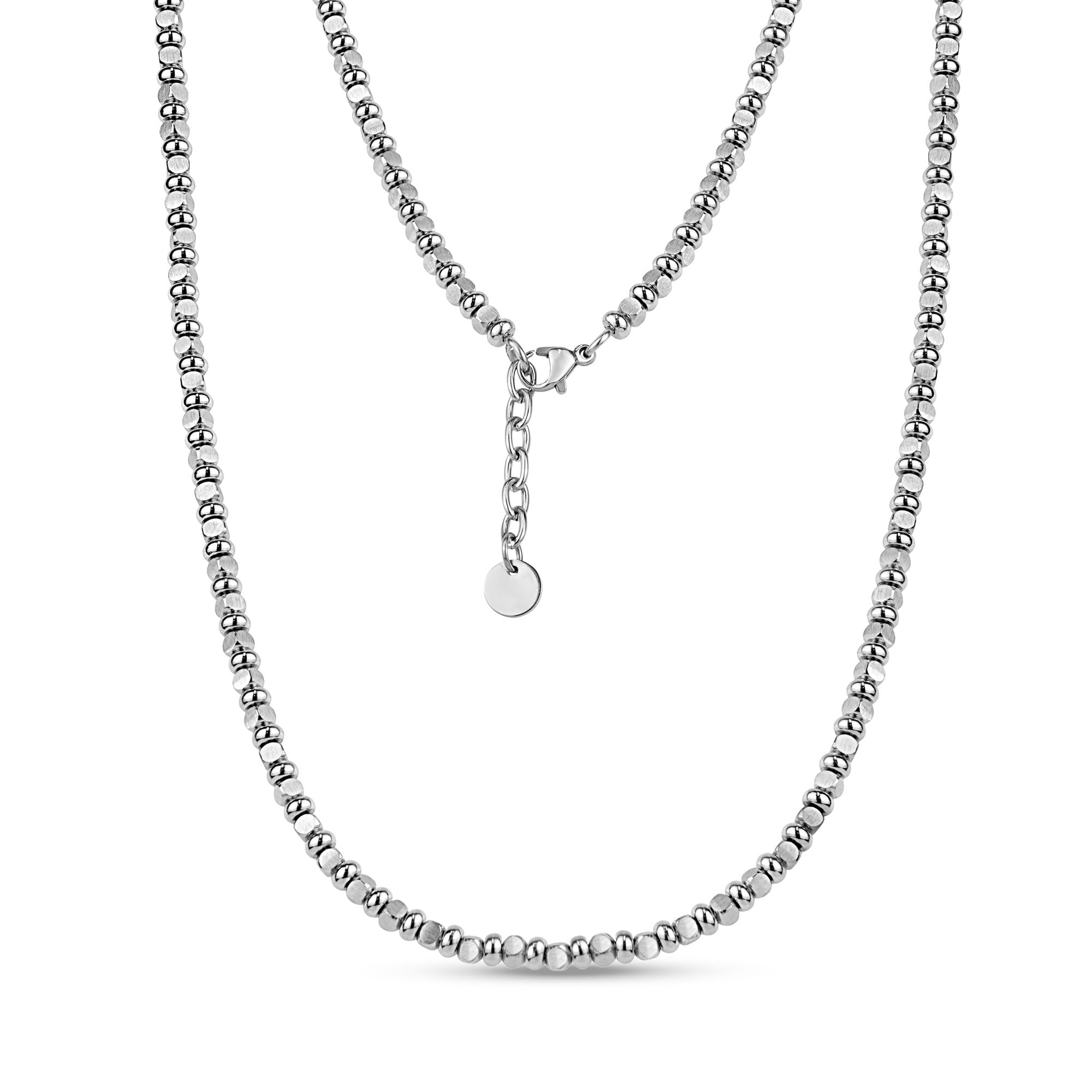 4mm Stainless Steel Matte and Shiny Cube Bead Necklace – The Steel