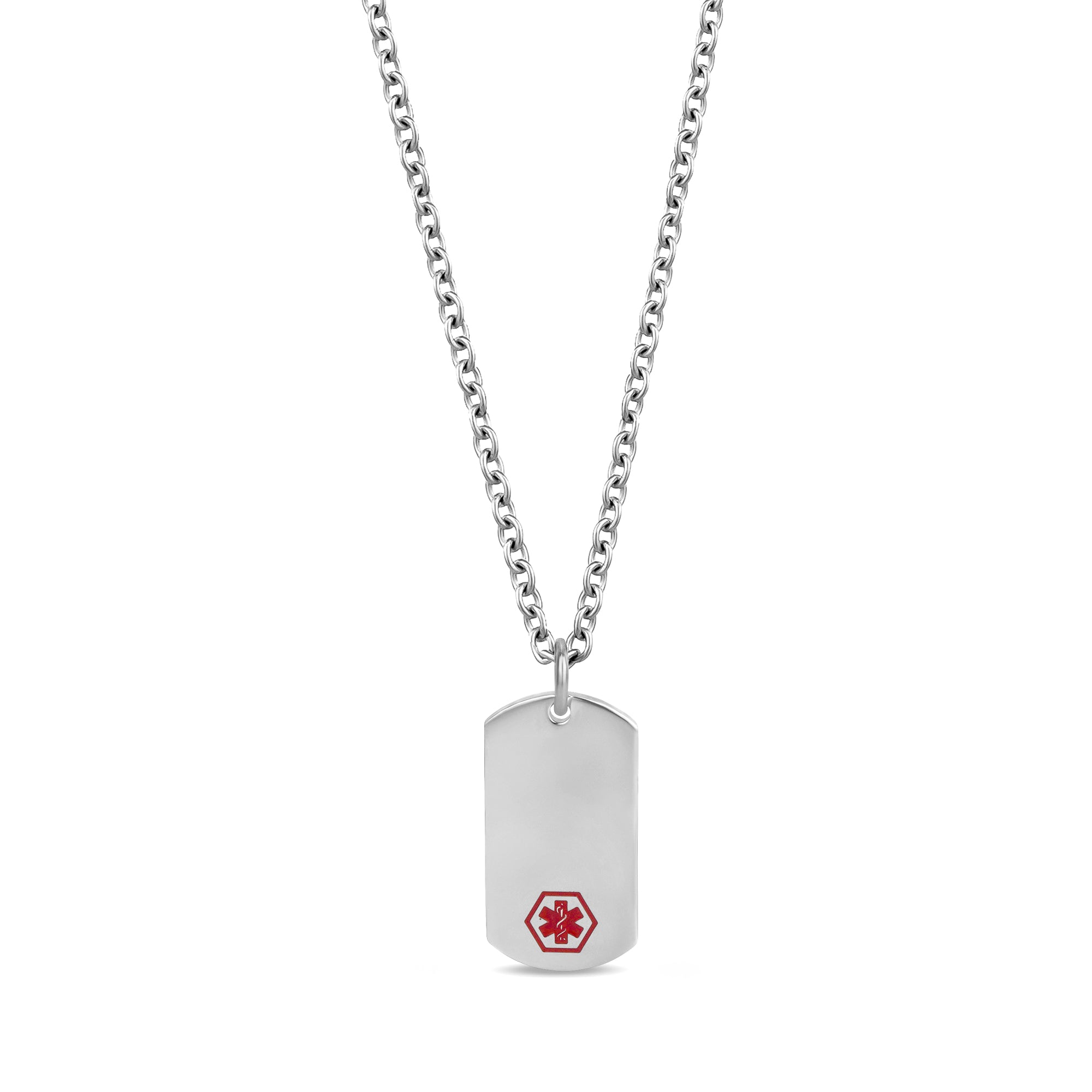 Genderless Medical Alert Red Sign Engravable Dog Tag Pendant – The