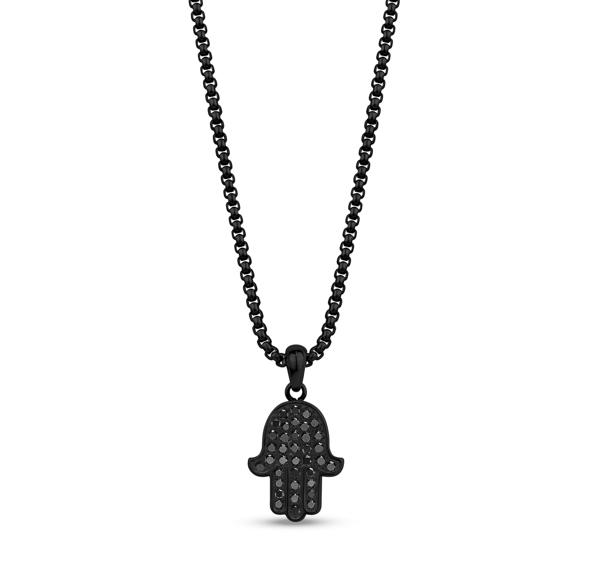 Stone-Set Hamsa Pendant - Men Pendant - The Steel Shop