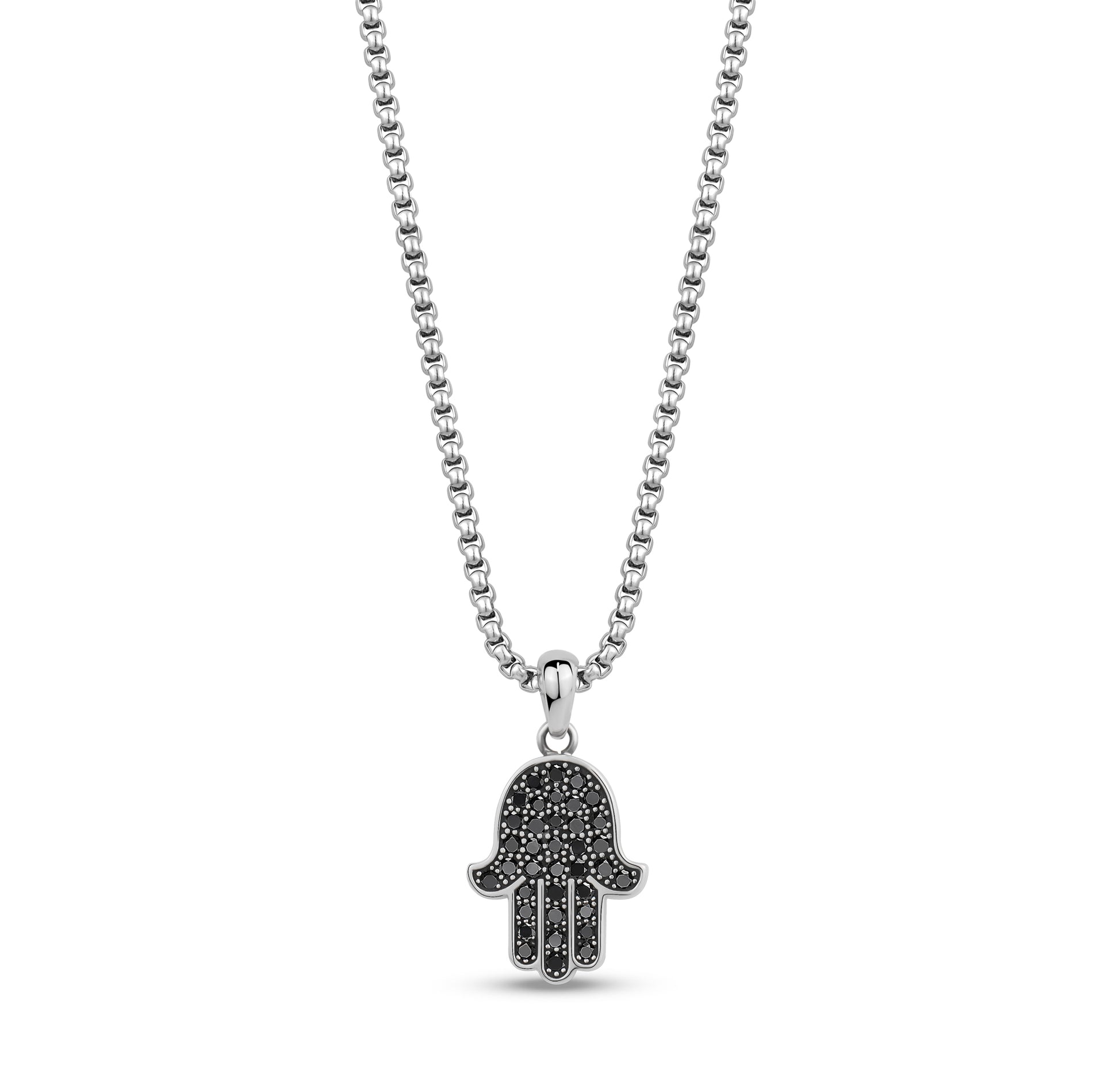 Stone-Set Hamsa Pendant - Men Pendant - The Steel Shop