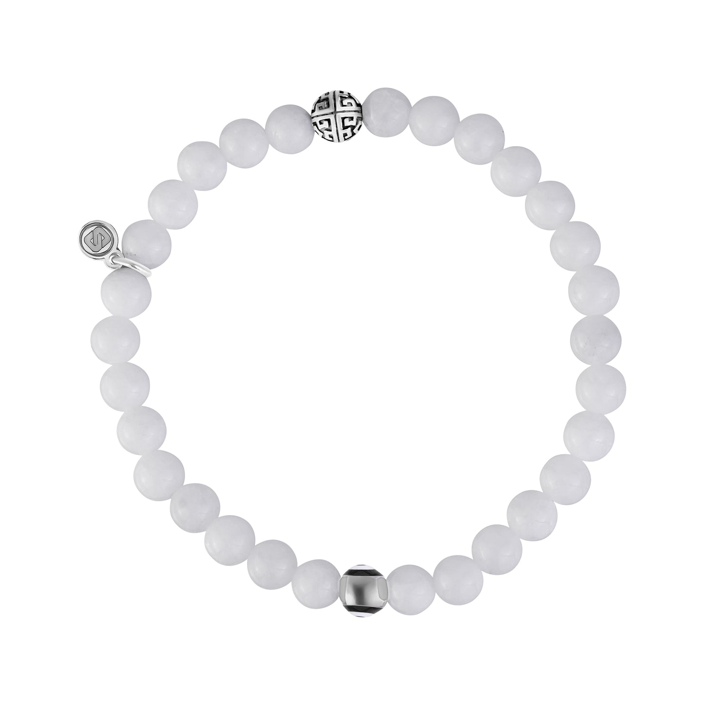 Evil Eye White Jade Protection Bead Bracelet | 6MM - Unisex Bead Bracelet - The Steel Shop