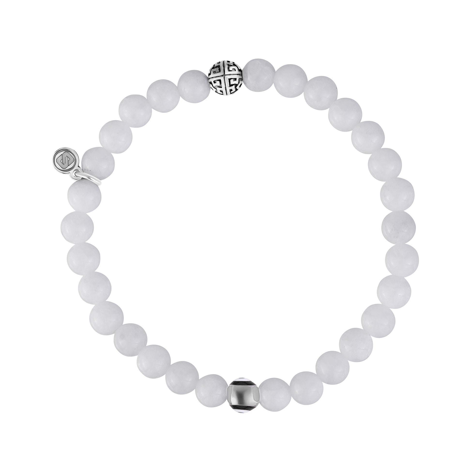 Evil Eye White Jade Protection Bead Bracelet | 6MM - Unisex Bead Bracelet - The Steel Shop