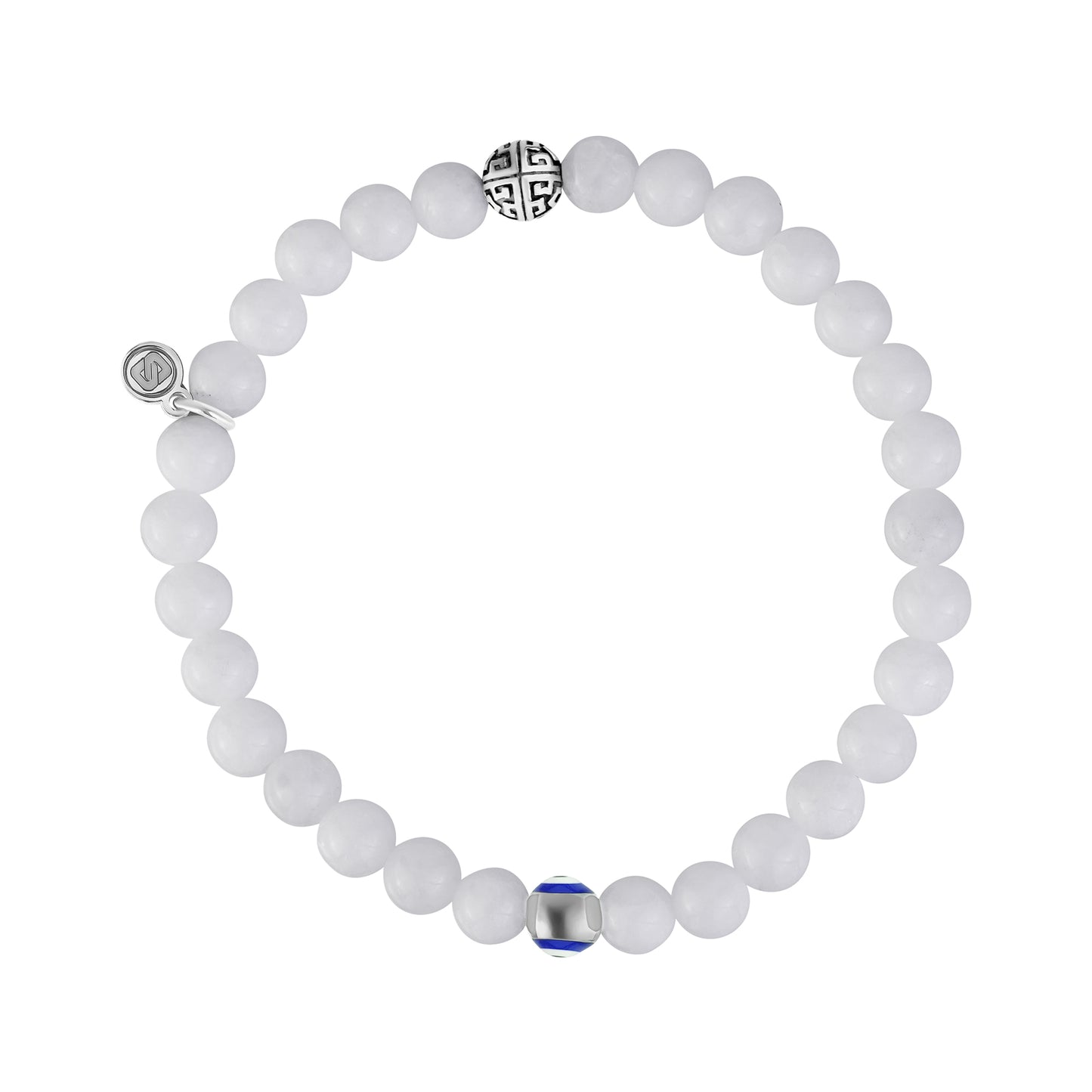 Evil Eye White Jade Protection Bead Bracelet | 6MM - Unisex Bead Bracelet - The Steel Shop