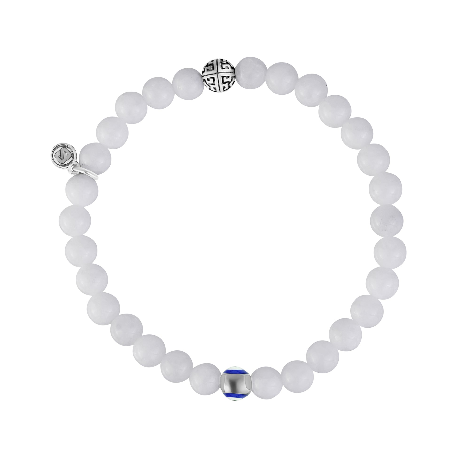Evil Eye White Jade Protection Bead Bracelet | 6MM - Unisex Bead Bracelet - The Steel Shop