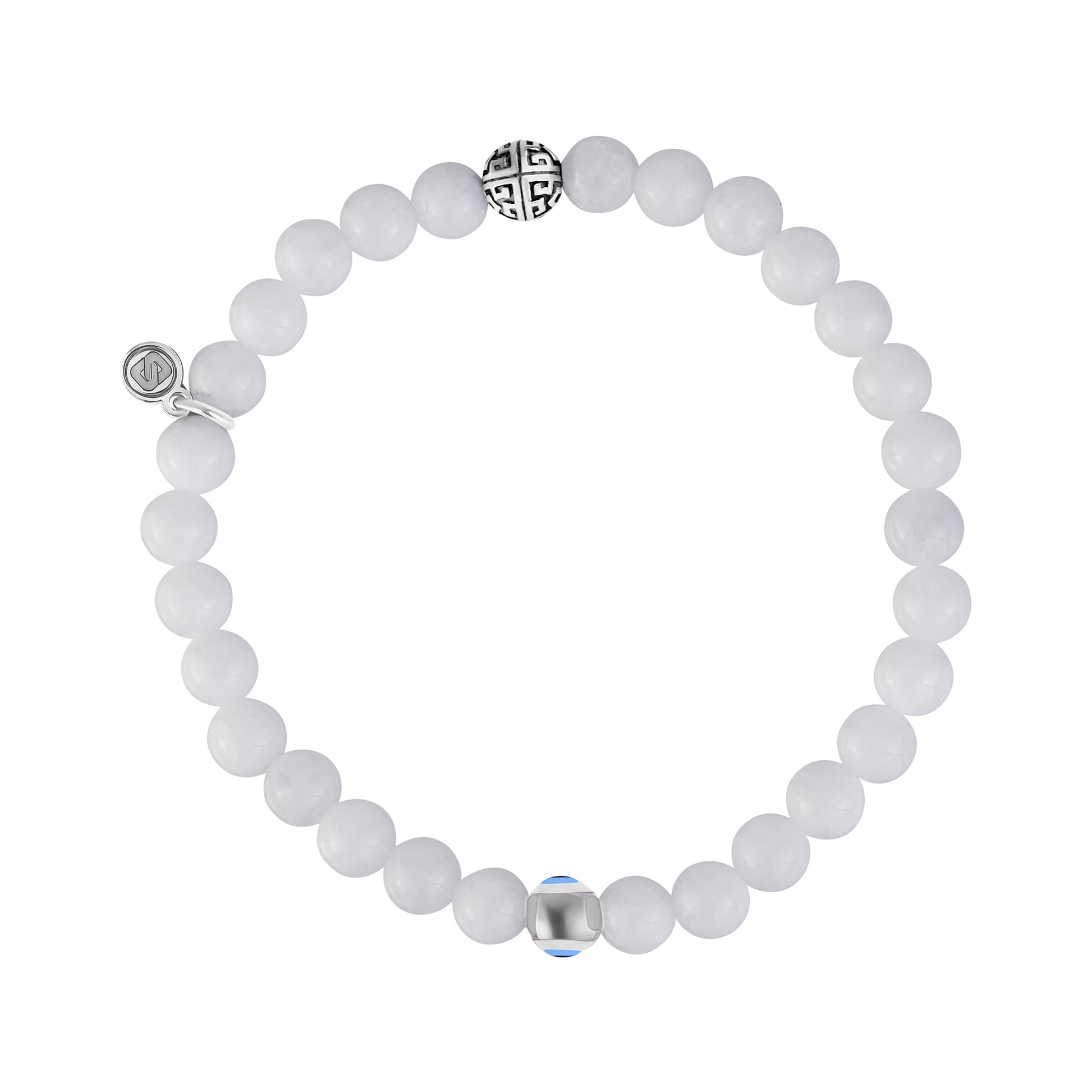 Evil Eye White Jade Protection Bead Bracelet | 6MM - Unisex Bead Bracelet - The Steel Shop