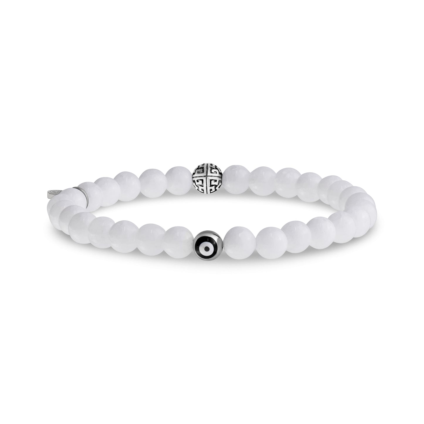 Evil Eye White Jade Protection Bead Bracelet | 6MM - Unisex Bead Bracelet - The Steel Shop