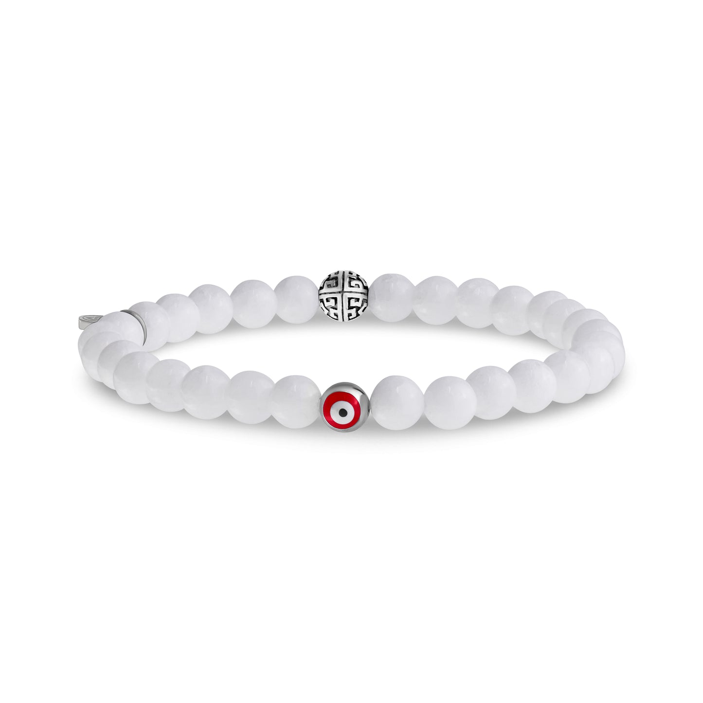 Evil Eye White Jade Protection Bead Bracelet | 6MM - Unisex Bead Bracelet - The Steel Shop