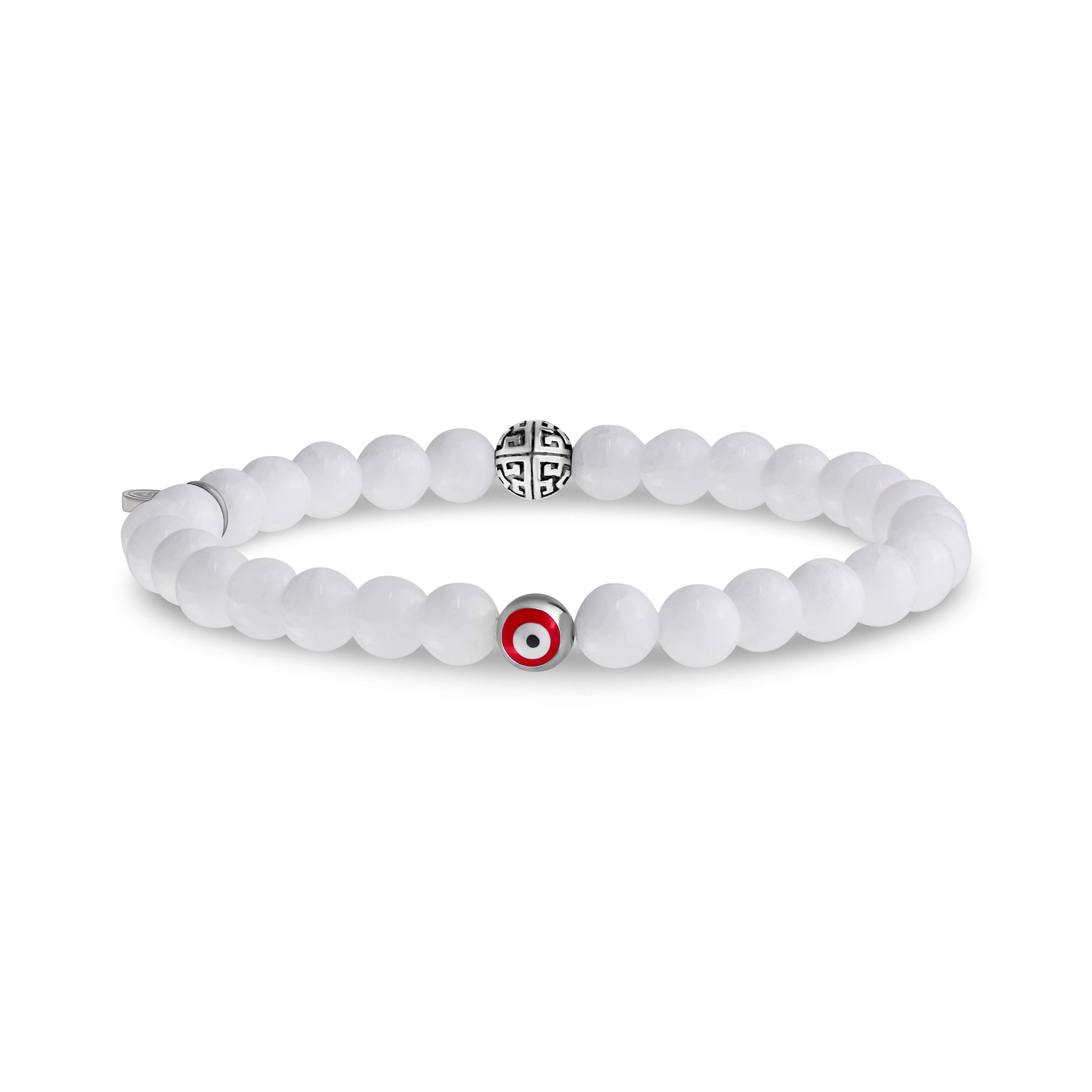 Evil Eye White Jade Protection Bead Bracelet | 6MM - Unisex Bead Bracelet - The Steel Shop