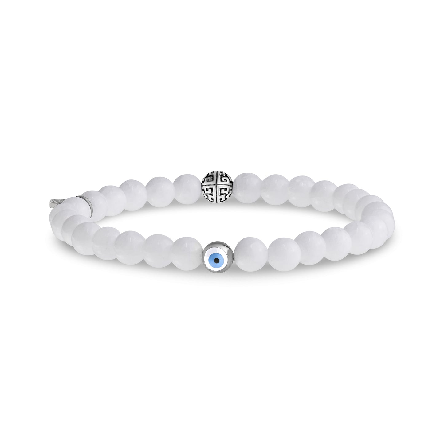 Evil Eye White Jade Protection Bead Bracelet | 6MM - Unisex Bead Bracelet - The Steel Shop