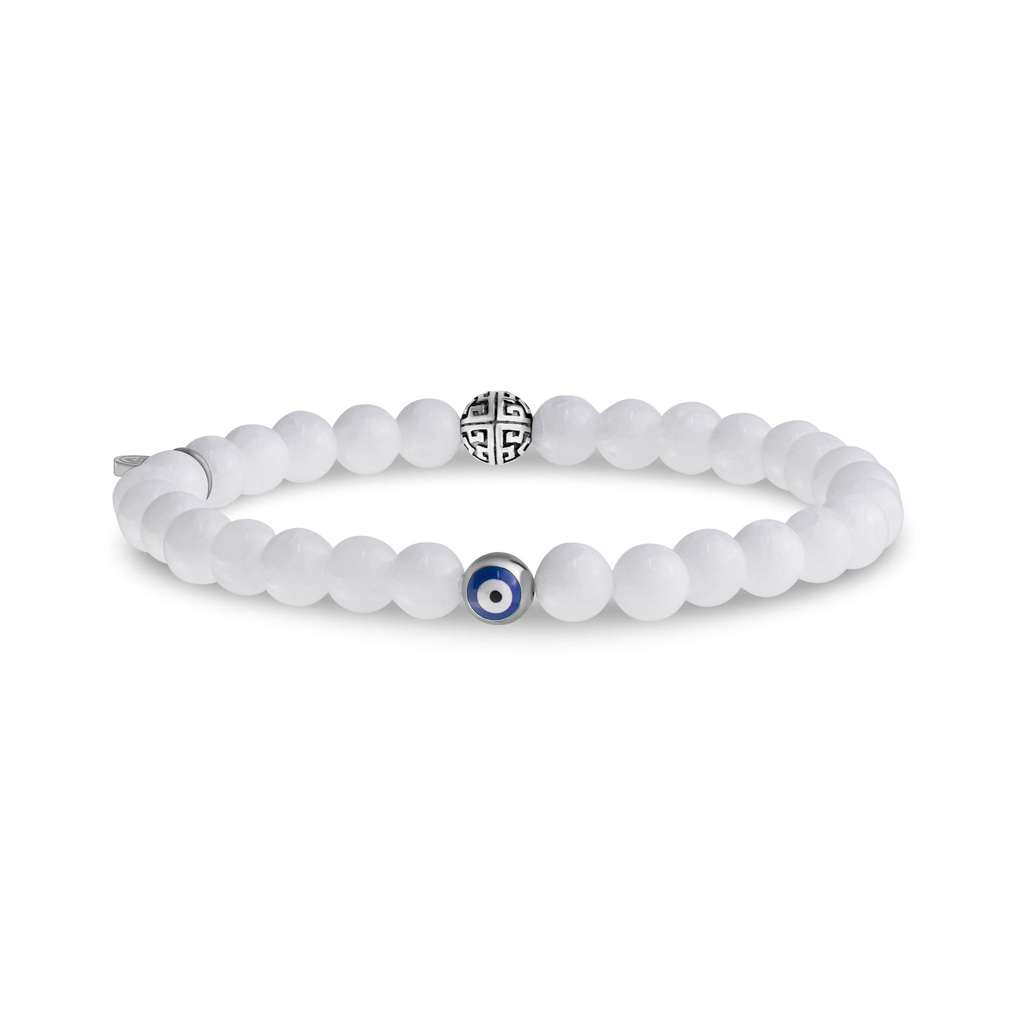 Evil Eye White Jade Protection Bead Bracelet | 6MM - Unisex Bead Bracelet - The Steel Shop