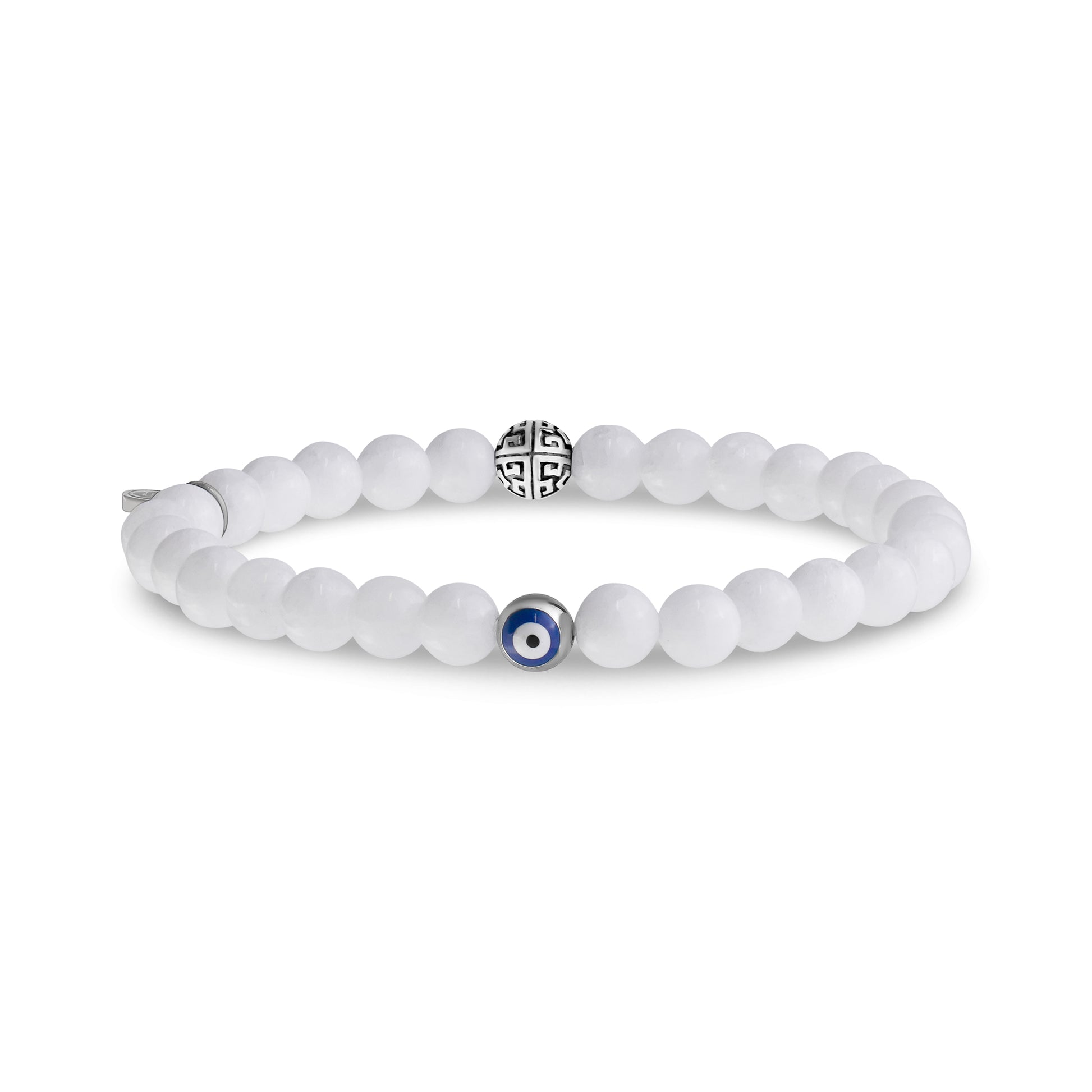 Evil Eye White Jade Protection Bead Bracelet | 6MM - Unisex Bead Bracelet - The Steel Shop