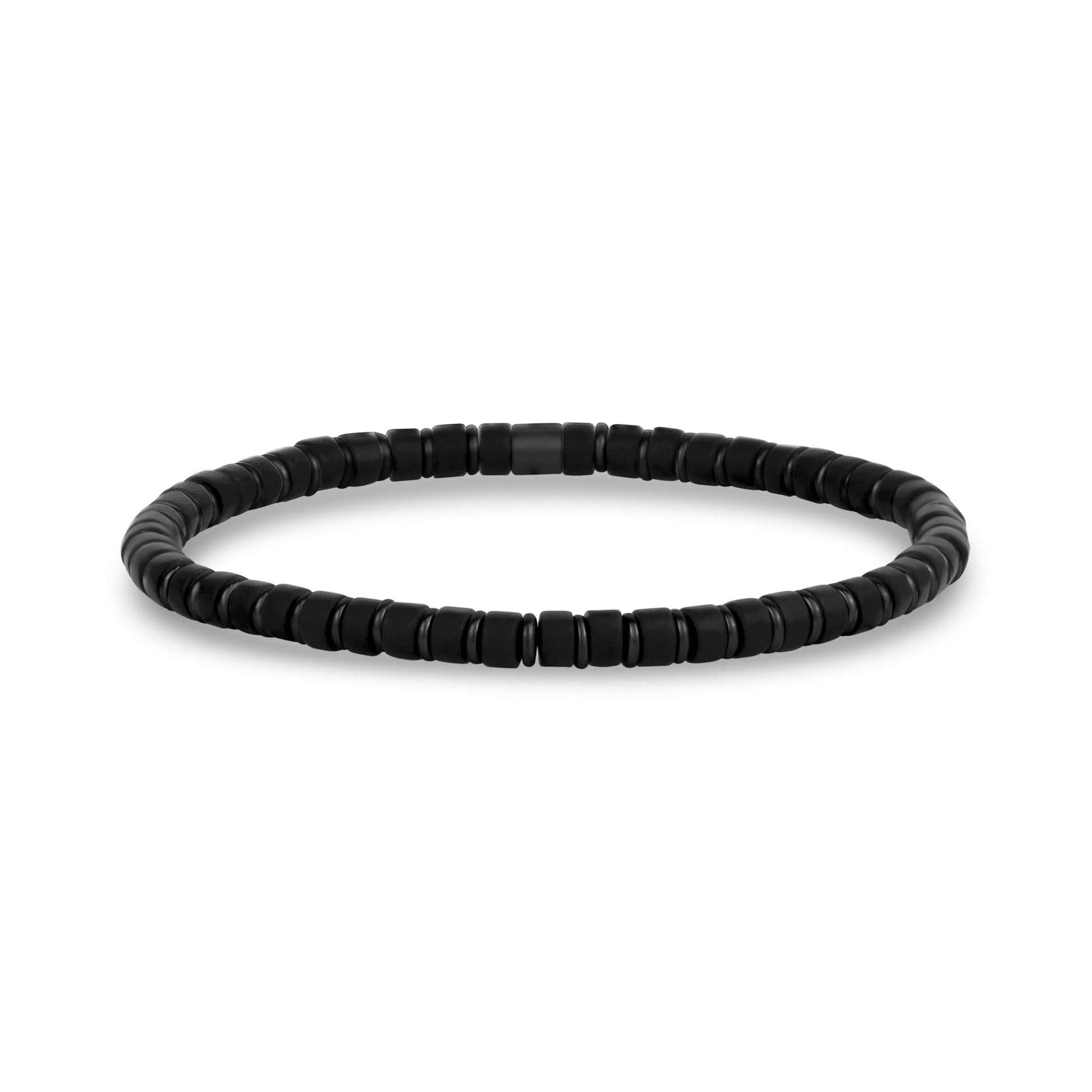 Black and Hematite Bead Bracelet - Mens Steel Bead Bracelets - The Steel Shop