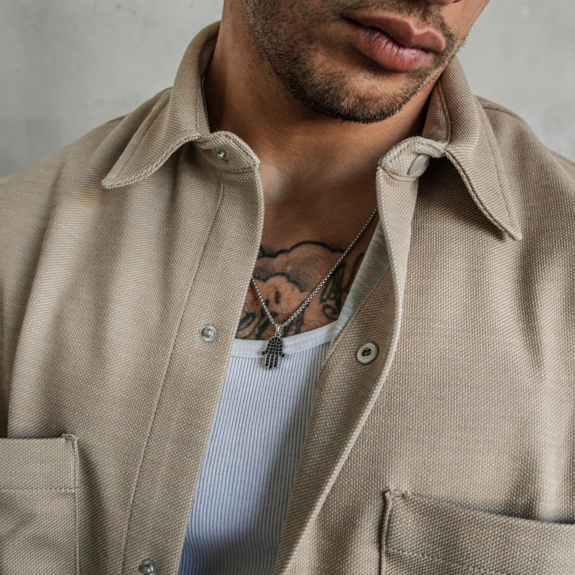 Stone-Set Hamsa Pendant - Men Pendant - The Steel Shop