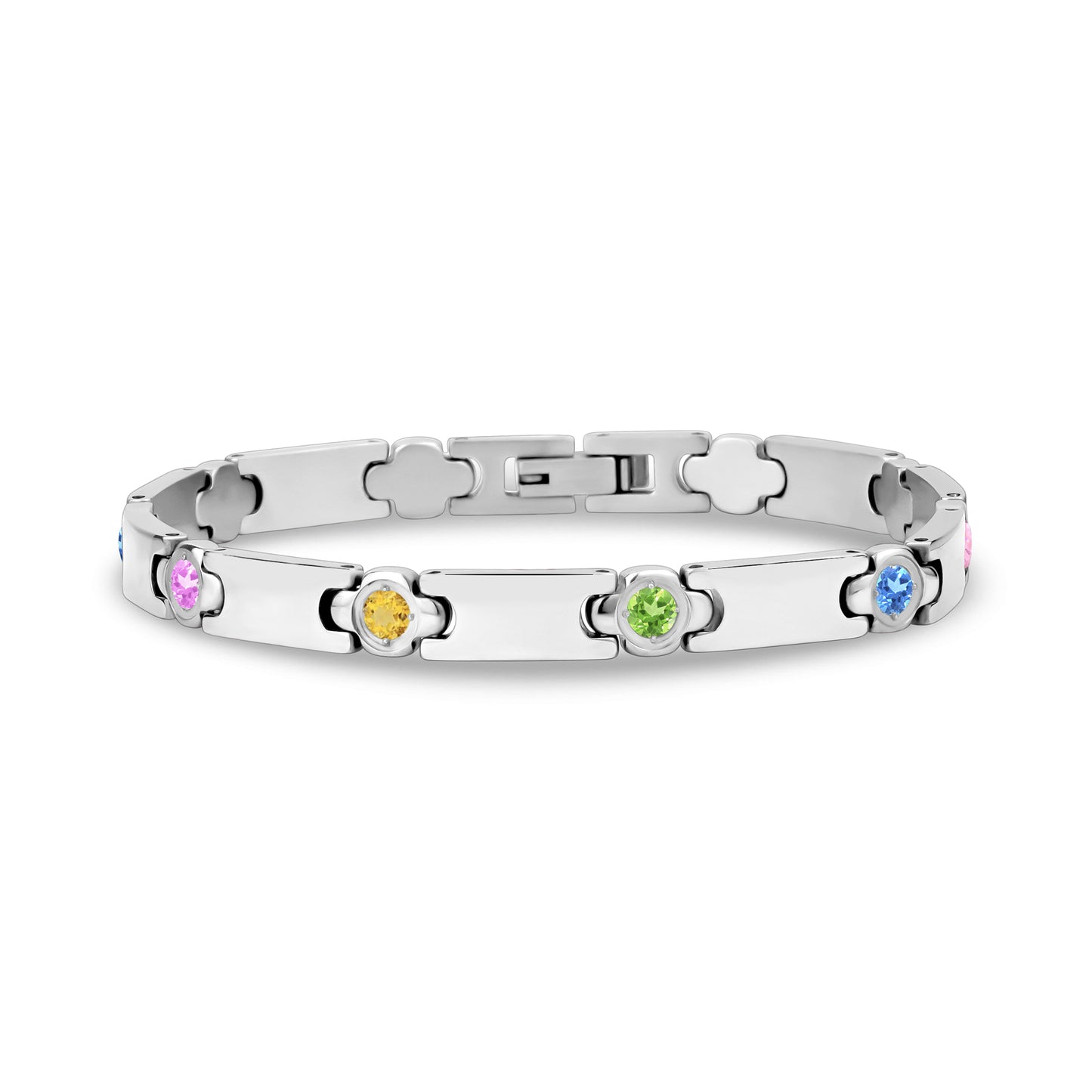 Stone-Set Link Bracelet - Women Bracelet - The Steel Shop