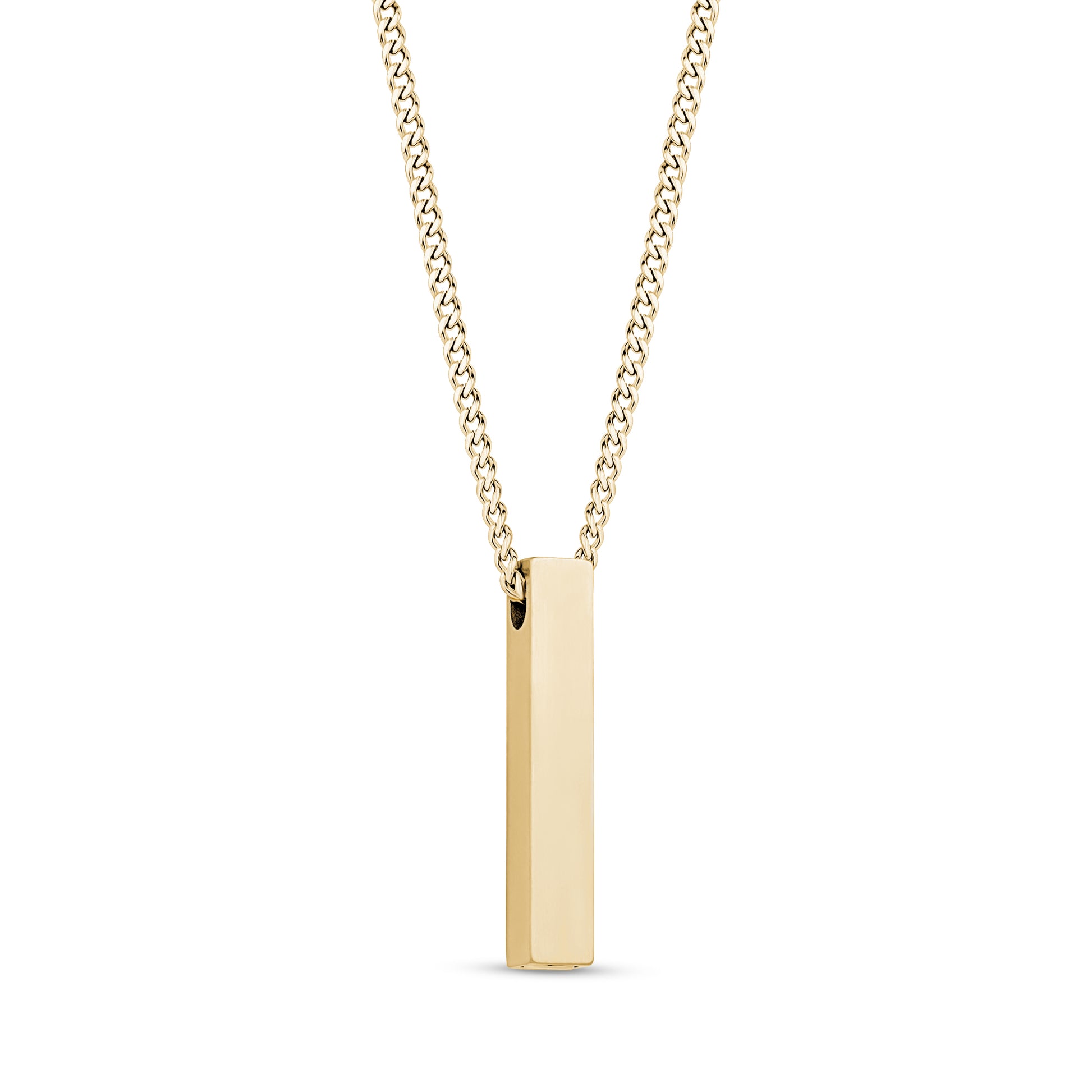 Matte Gold Rectangle Bar Cremation Urn Pendant for Ashes