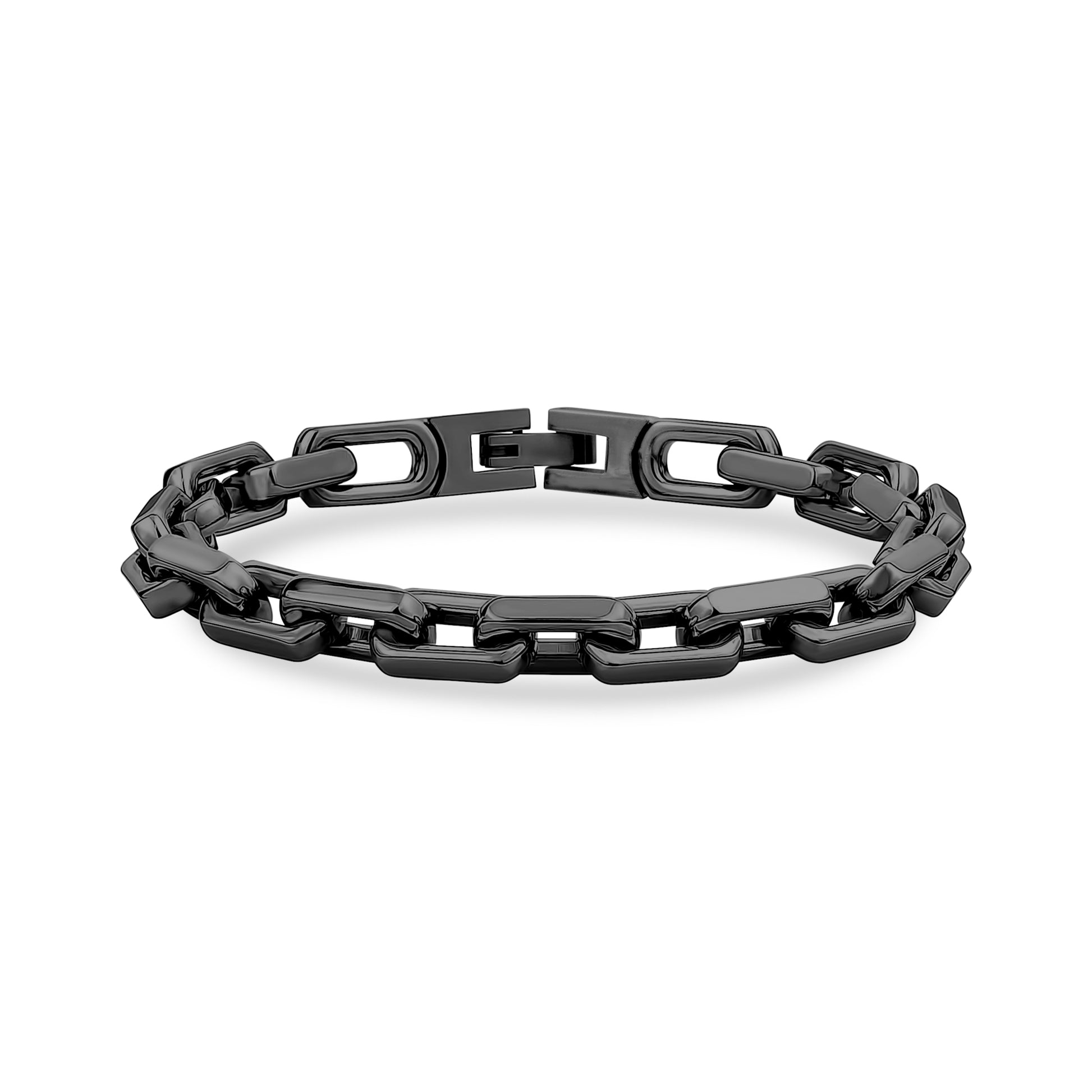 7mm gun metal elongated link bracelet for men
