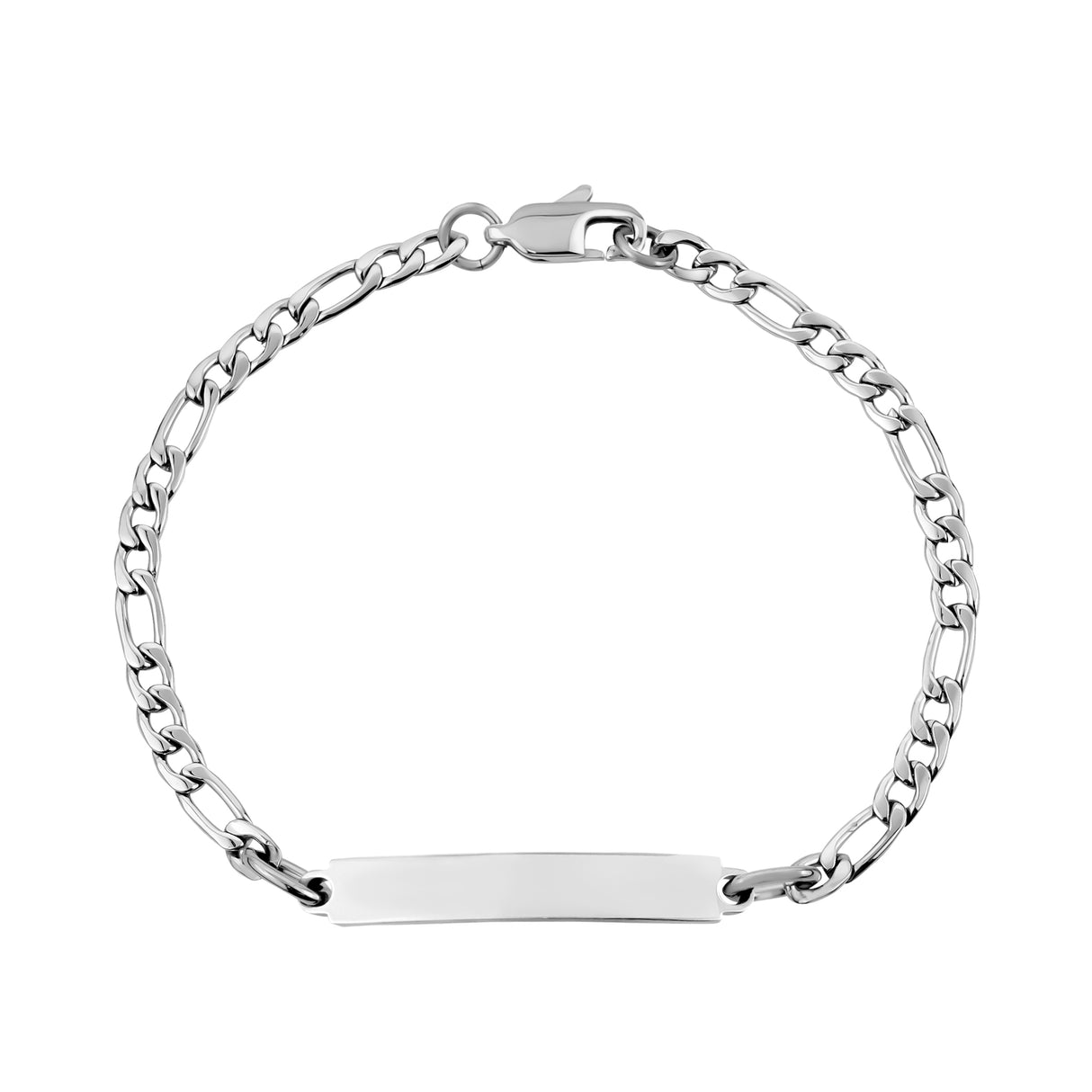 Womens 4mm Stainless Steel Figaro Link Engravable ID Bracelet