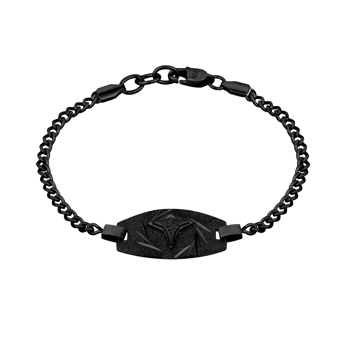 Medical Bracelets - Black Medical ID Cuban Link Bracelet