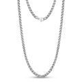 Men Necklace - 4mm Stainless Steel Round Franco Wheat Chain Necklace