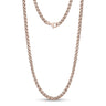 Men Necklace - 4mm Rose Gold Stainless Steel Round Franco Wheat Chain Necklace