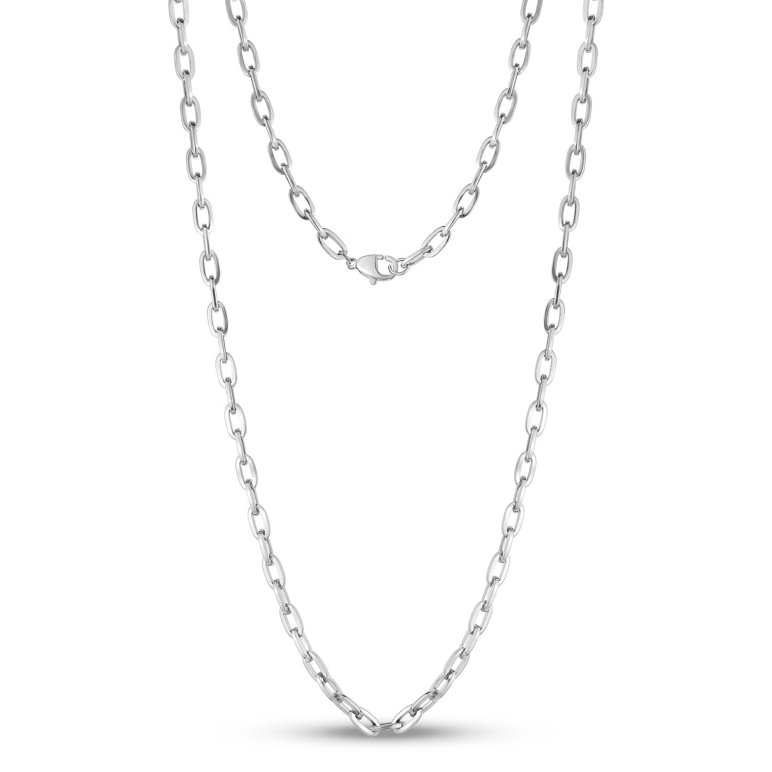Men's 10mm Oval Cable Link Bracelet - Stainless Steel Silver Chain, Adjustable 7-11 Inch