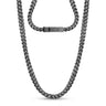 Men Necklace - 6mm Gun Metal Stainless Steel Franco Link Chain Necklace - Engravable