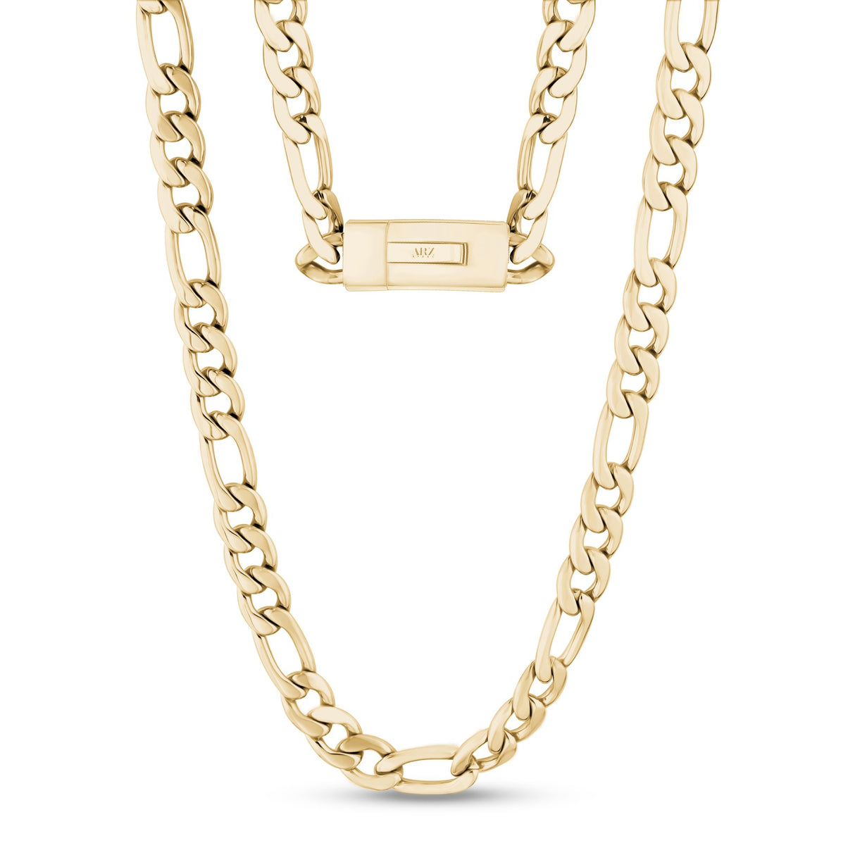 Men Necklace - 9mm Gold Figaro Link Engravable Chain