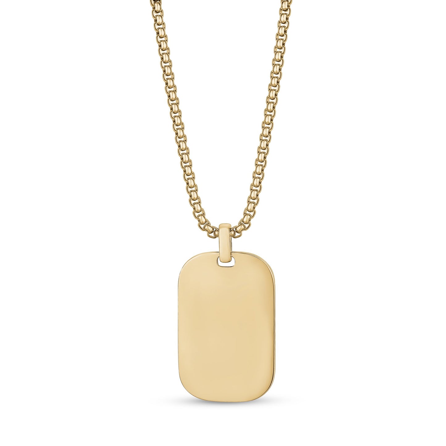 Men Pendant - Engravable Modern Gold Dog Tag