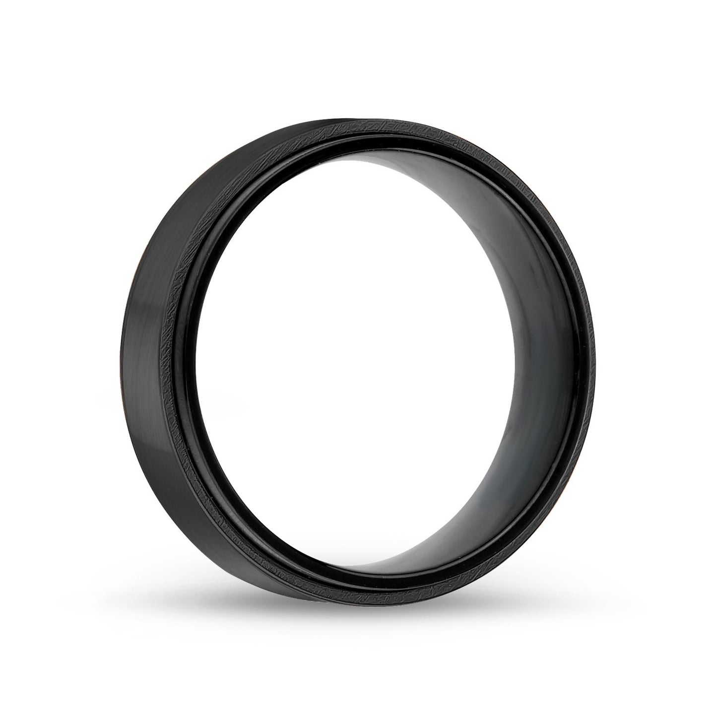Men Ring - 7mm Black Steel Wedding Band Ring - Engravable