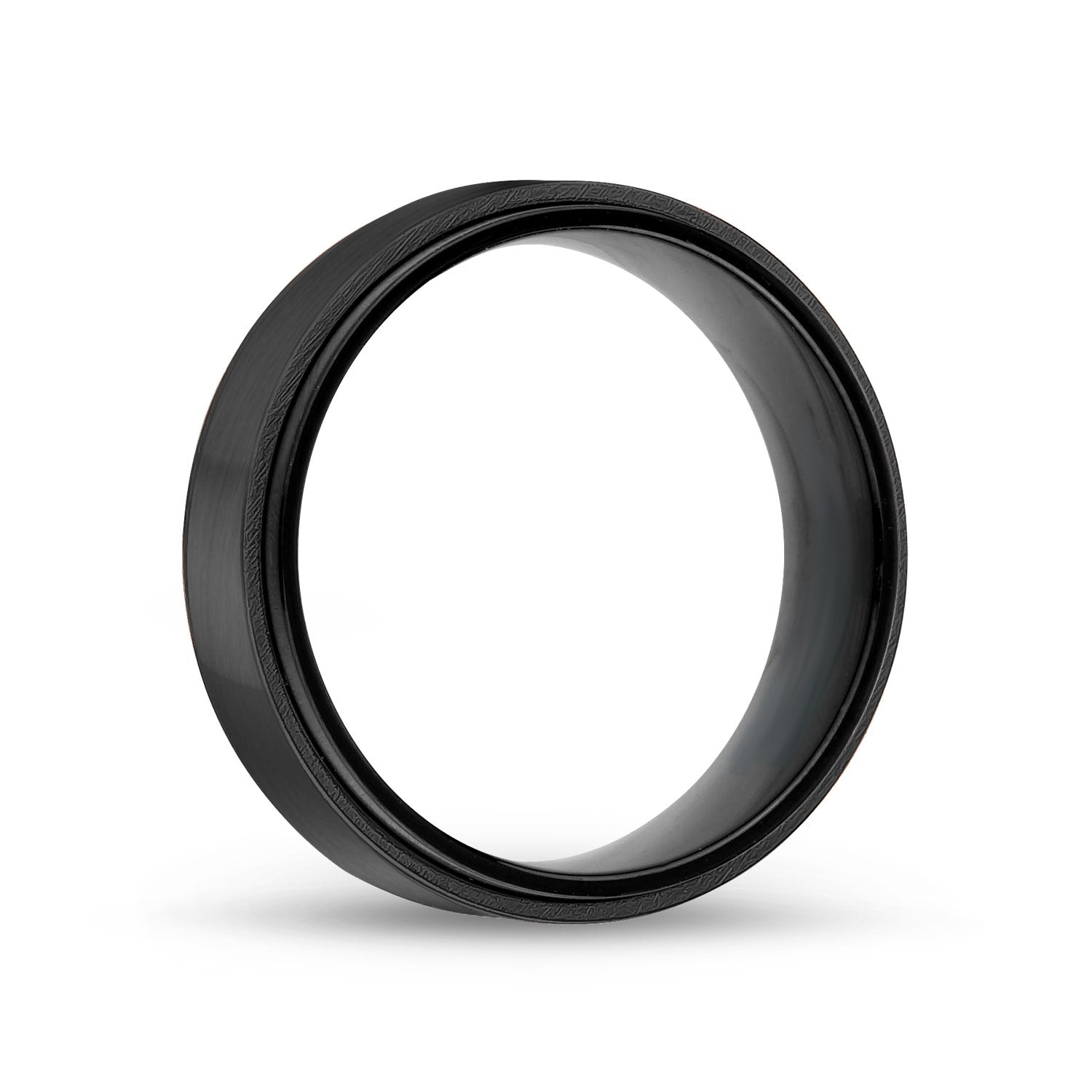 Men Ring - 7mm Black Steel Wedding Band Ring - Engravable