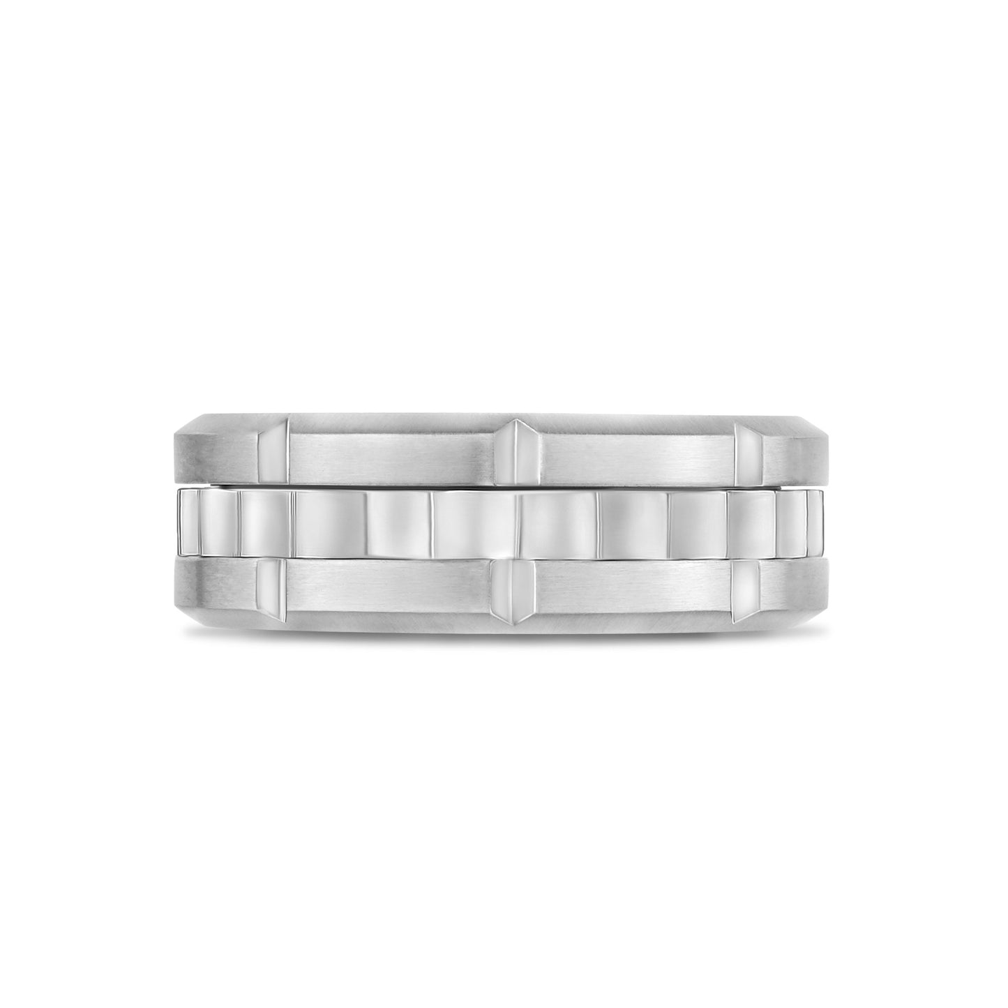 Men Ring - 8mm Link Style Engravable Steel Spinner Band Ring
