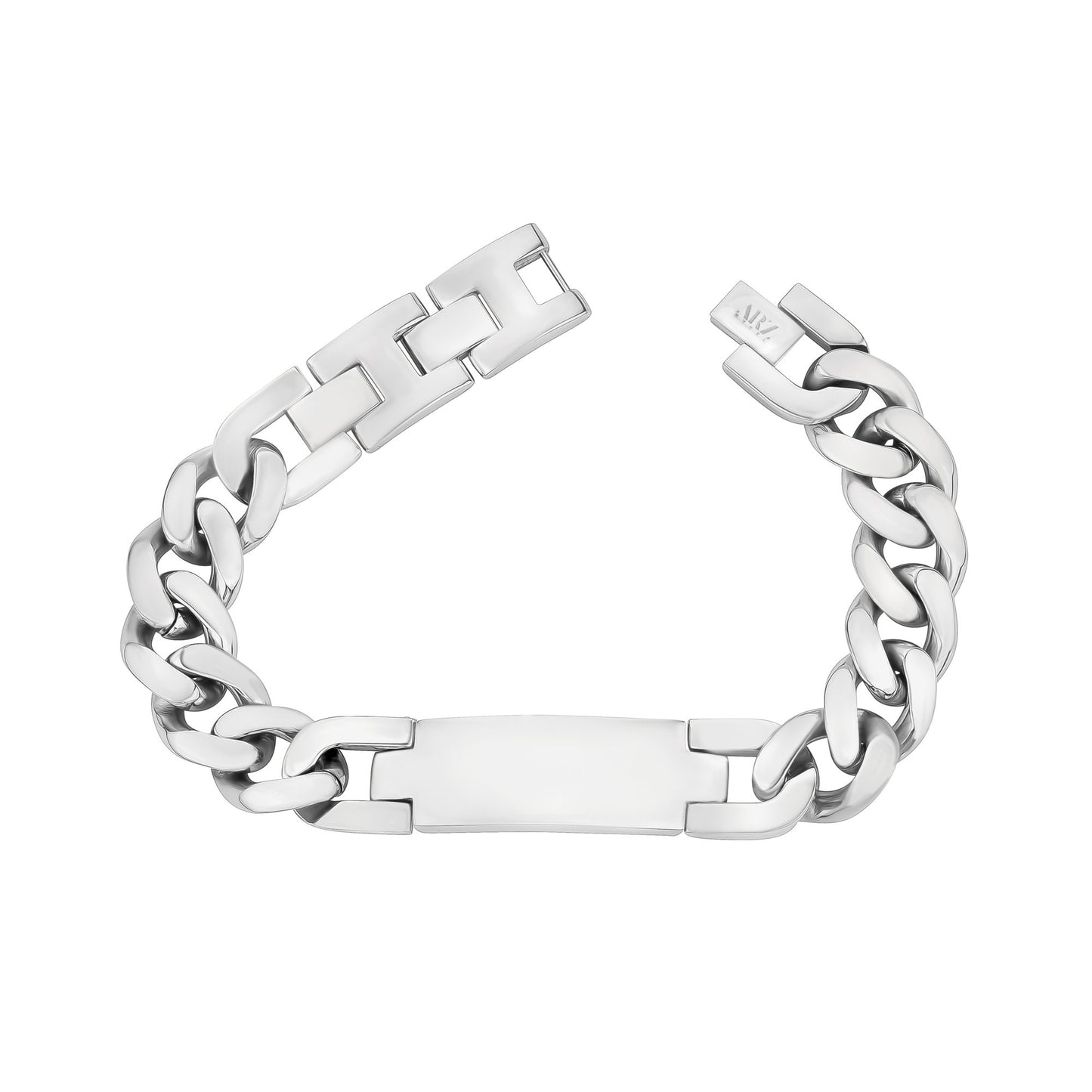 Mens Steel Bracelets - 14mm Bulky Steel Cuban Link ID Engravable Bracelet