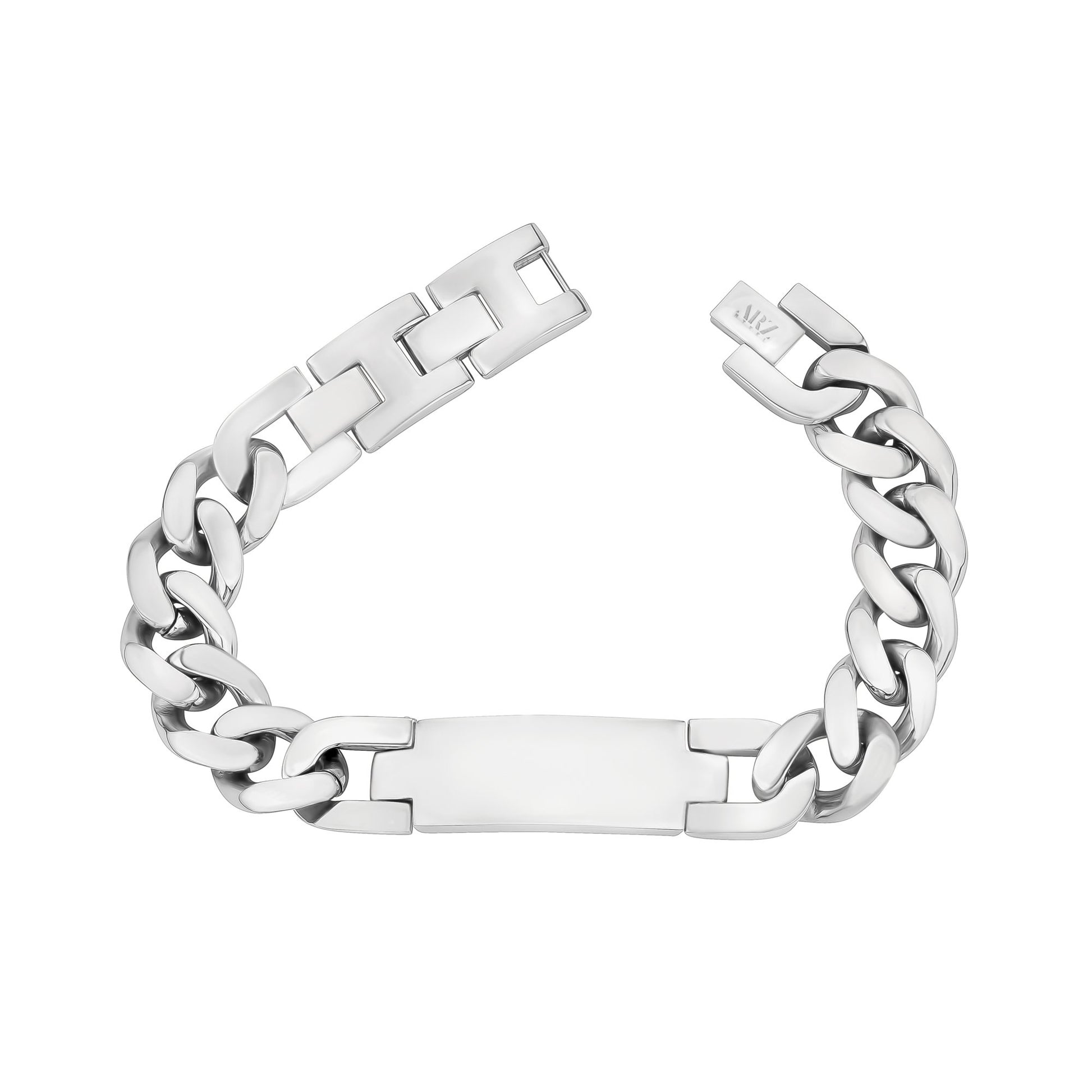 Mens Steel Bracelets - 14mm Bulky Steel Cuban Link ID Engravable Bracelet