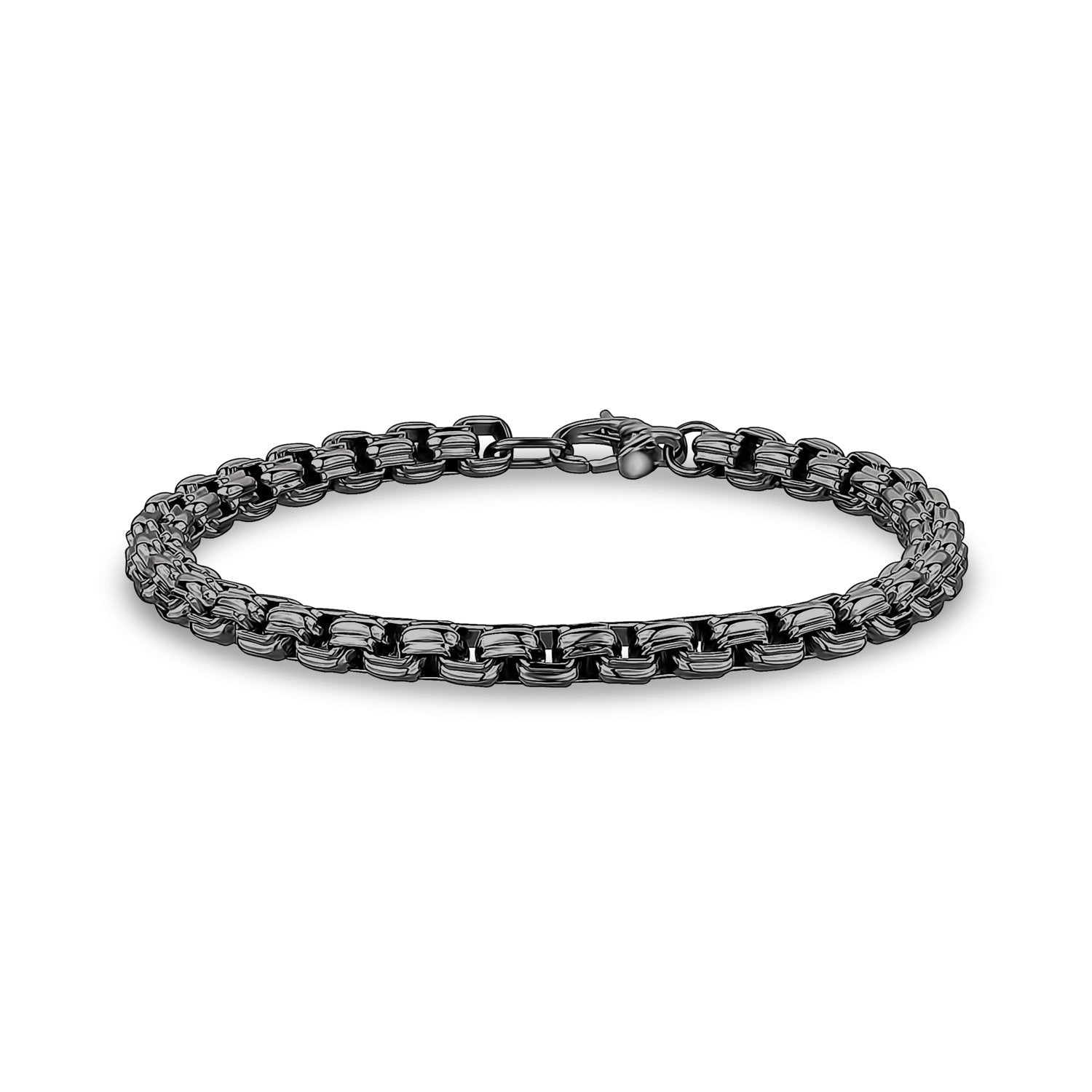 6mm Round Box Designed Link Bracelet - Mens Steel Bracelets - The Steel Shop