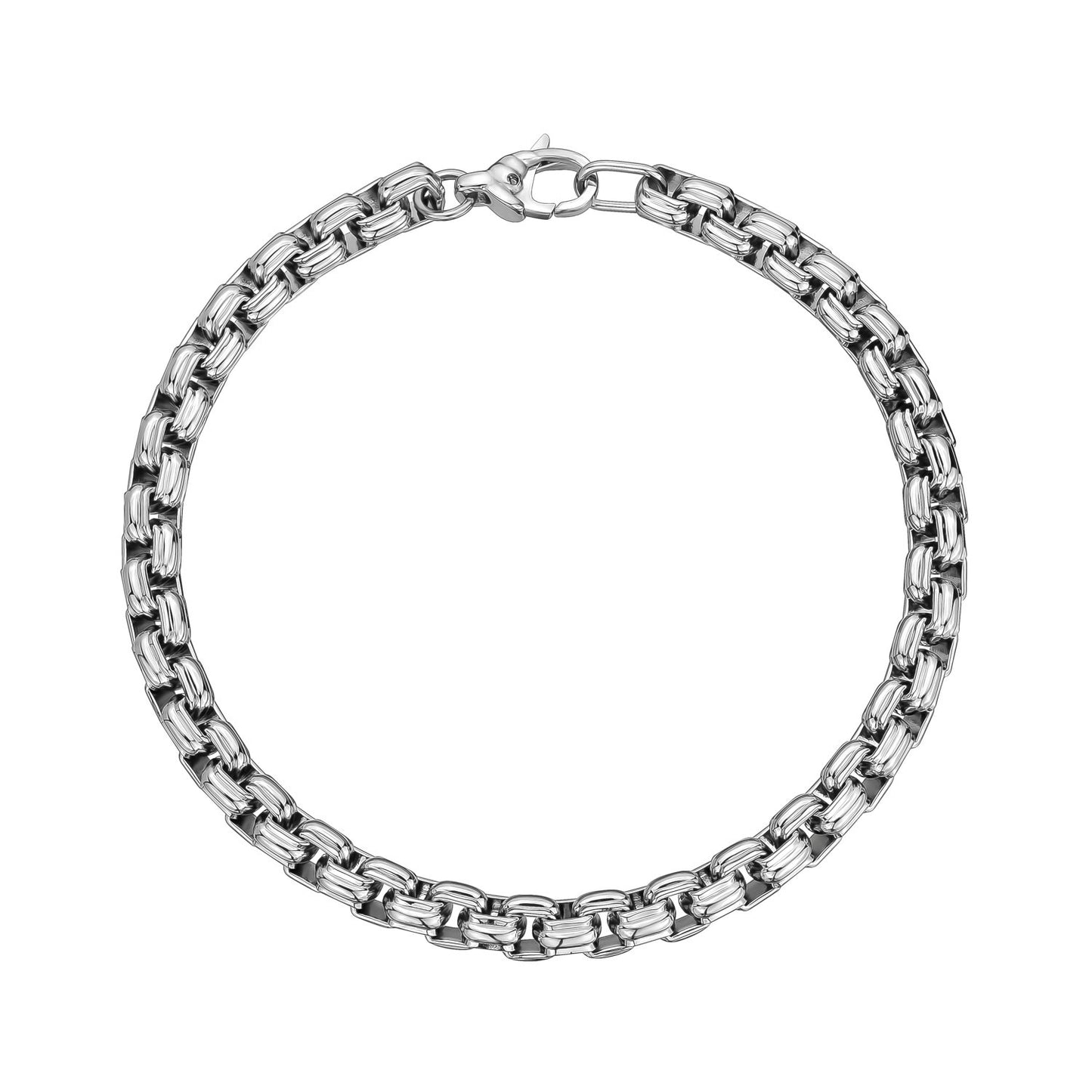 6mm Round Box Designed Link Bracelet - Mens Steel Bracelets - The Steel Shop