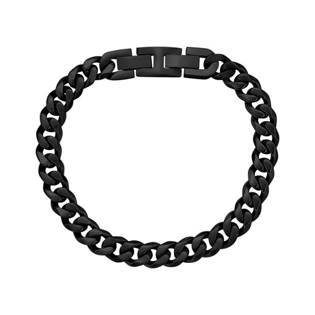 Mens Steel Bracelets - 8mm Black Stainless Steel Cuban Link Bracelet
