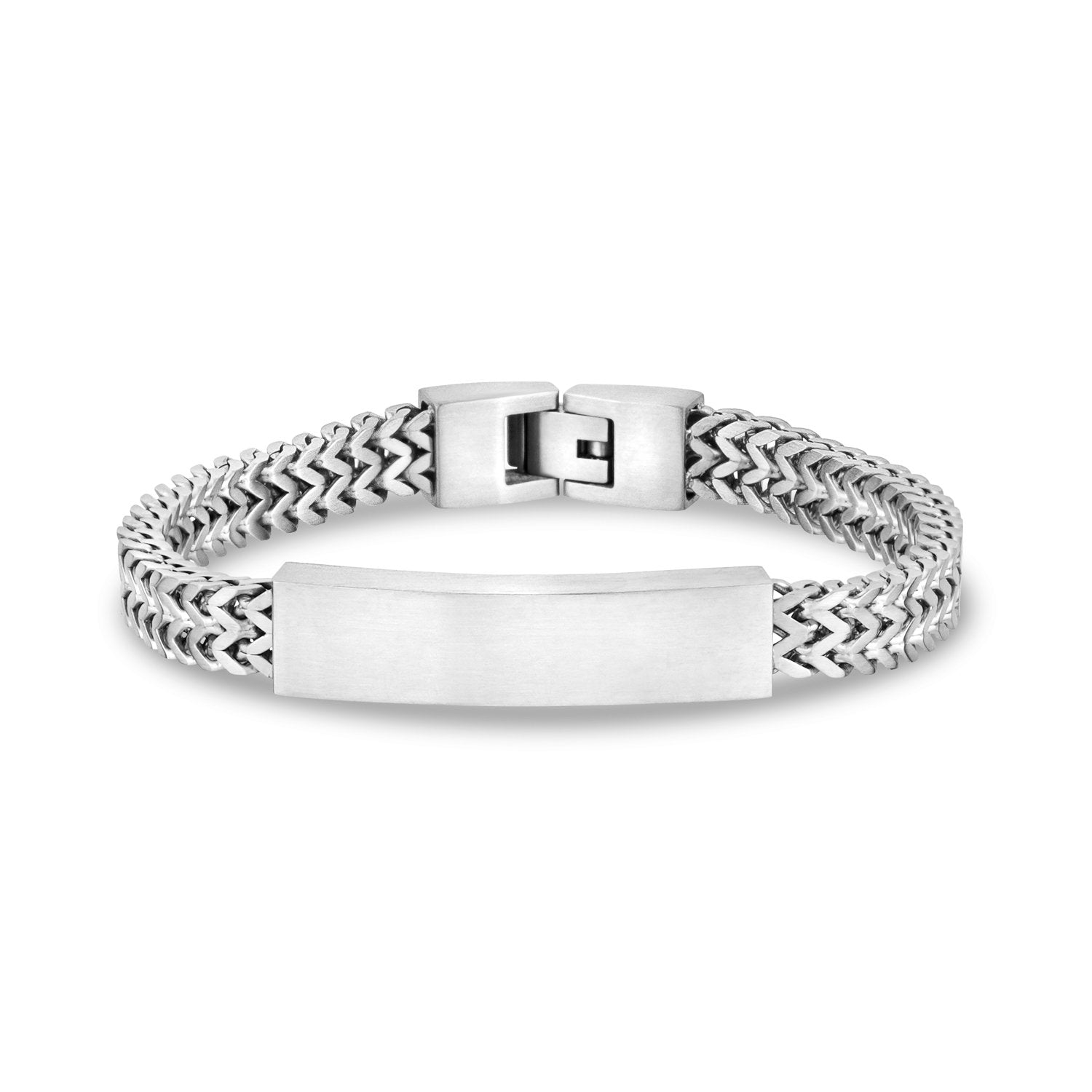 Engravable Double Franco Link Matte Steel ID Bracelet – The Steel Shop
