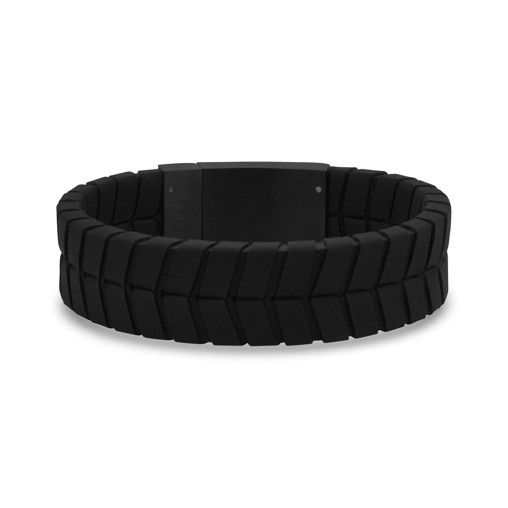 19mm Wide Tire Track Engravable Black Leather Matte Bracelet – The