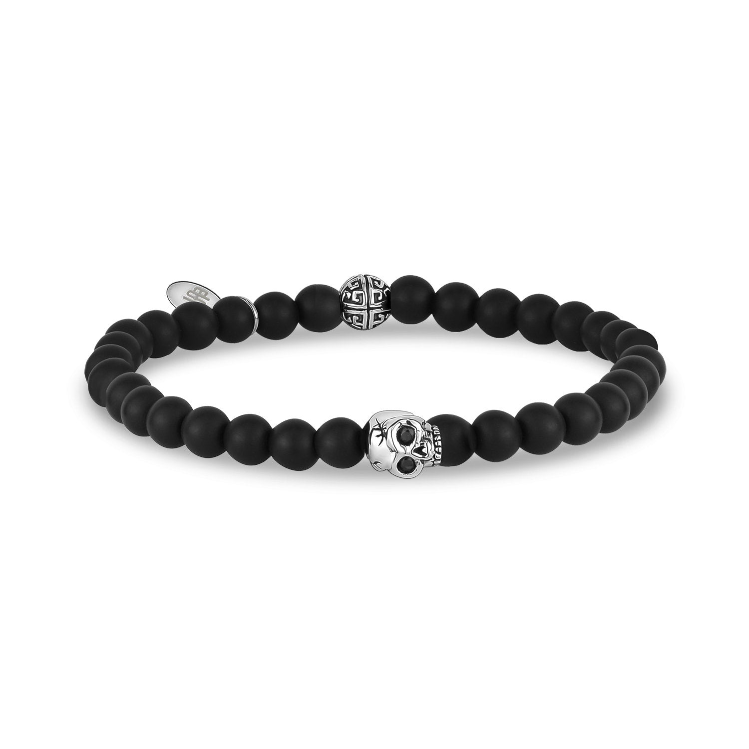 6mm Skull Head Matte Black Onyx Stretch Bead Bracelet – The Steel Shop