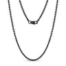 Unisex Necklaces - 3mm Flat Anchor Oval Link Black Steel Chain Necklace