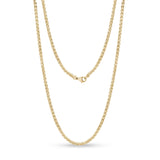 Unisex Necklaces - 3mm Gold Steel Wheat Chain