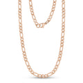 Unisex Necklaces - 5mm Rose Gold Stainless Steel Figaro Link Chain Necklace