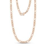 Unisex Necklaces - 5mm Rose Gold Stainless Steel Figaro Link Chain Necklace