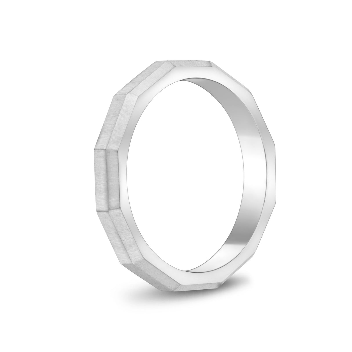 Unisex Ring - 3mm Faceted Matte Steel Unisex Engravable Band Ring