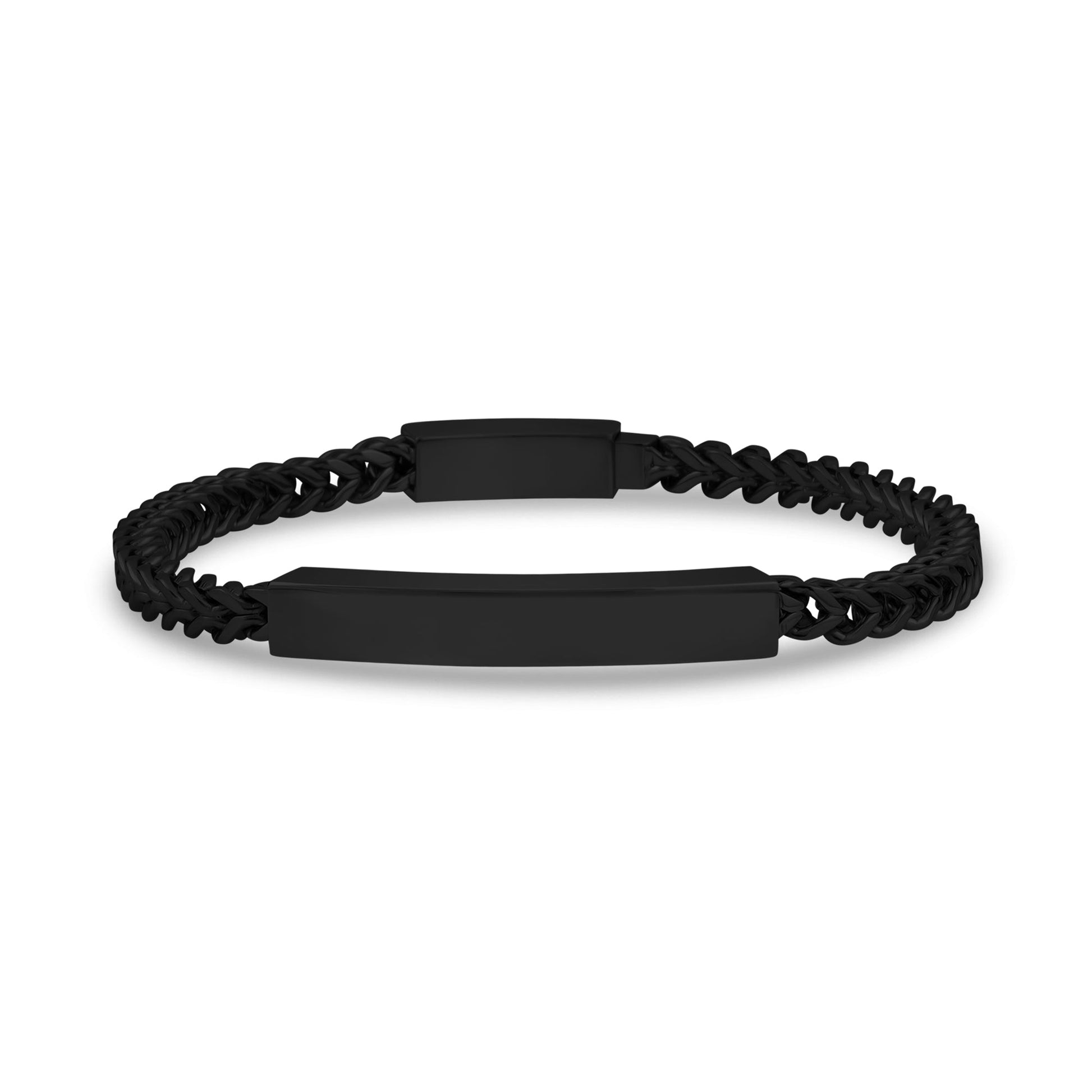 Unisex Steel Bracelet - 4mm Black Franco Link Engravable ID Bracelet