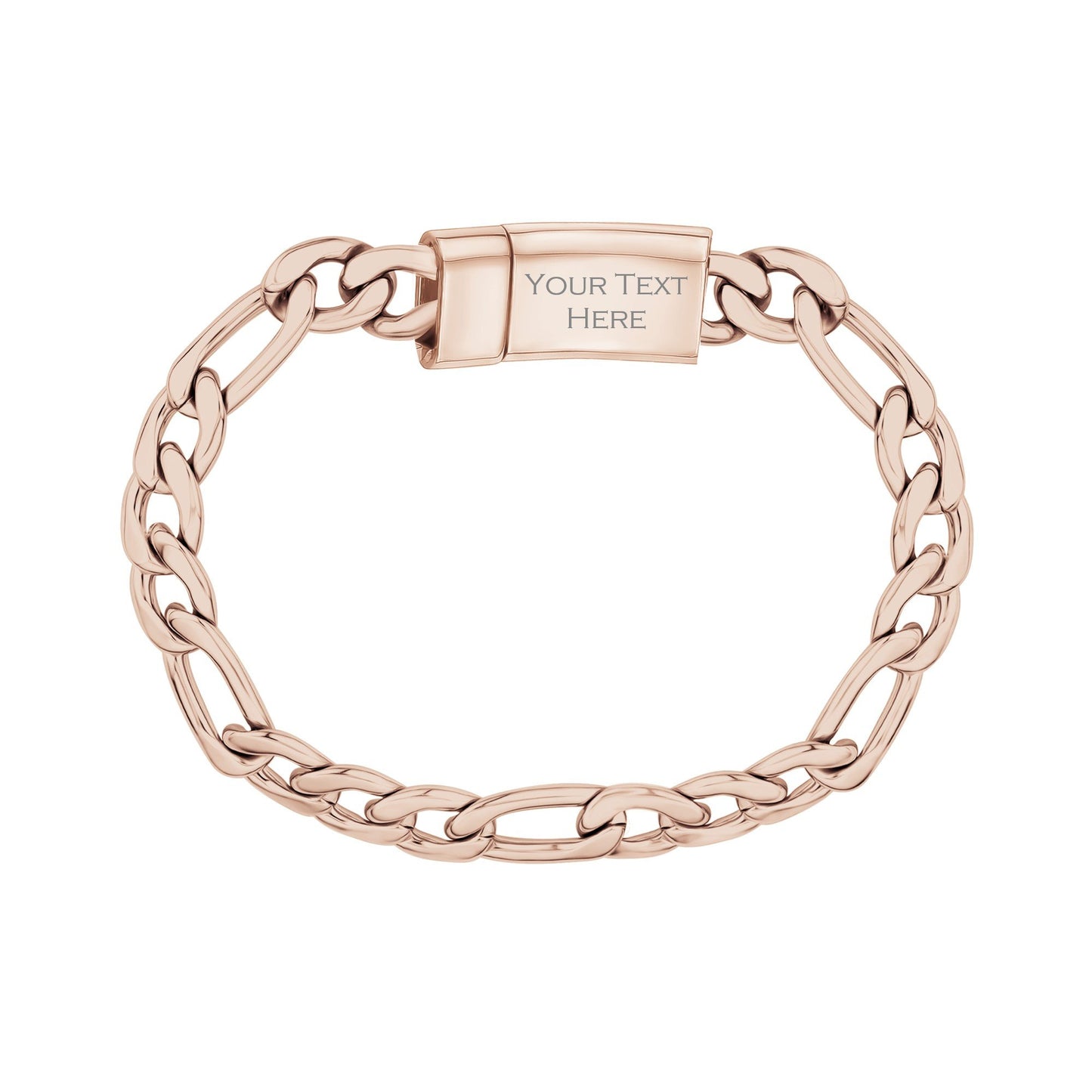 Unisex Steel Bracelet - 9mm Figaro Link Engravable Bracelet